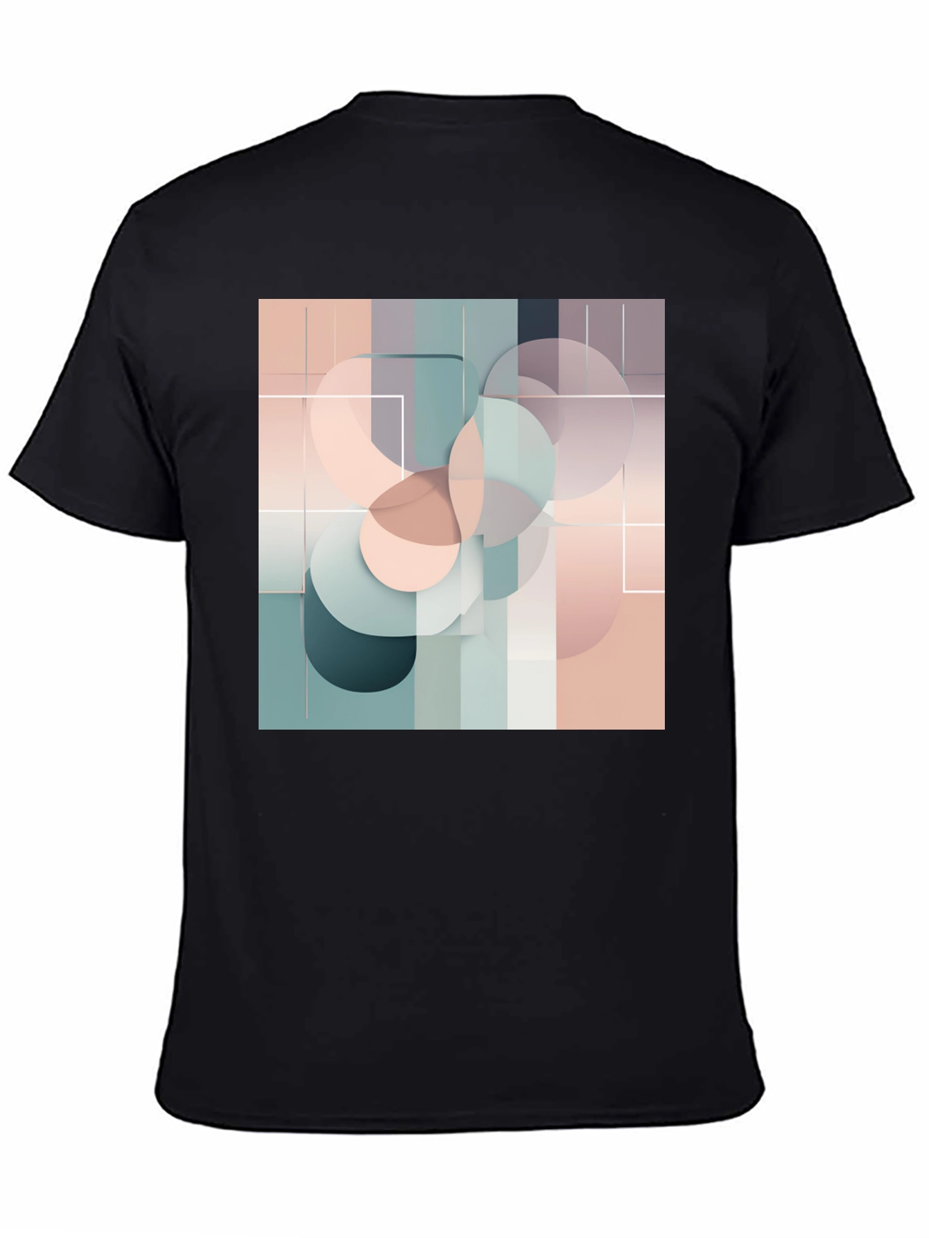 Black Modern Geometric Circle Design Black T-Shirt view 4