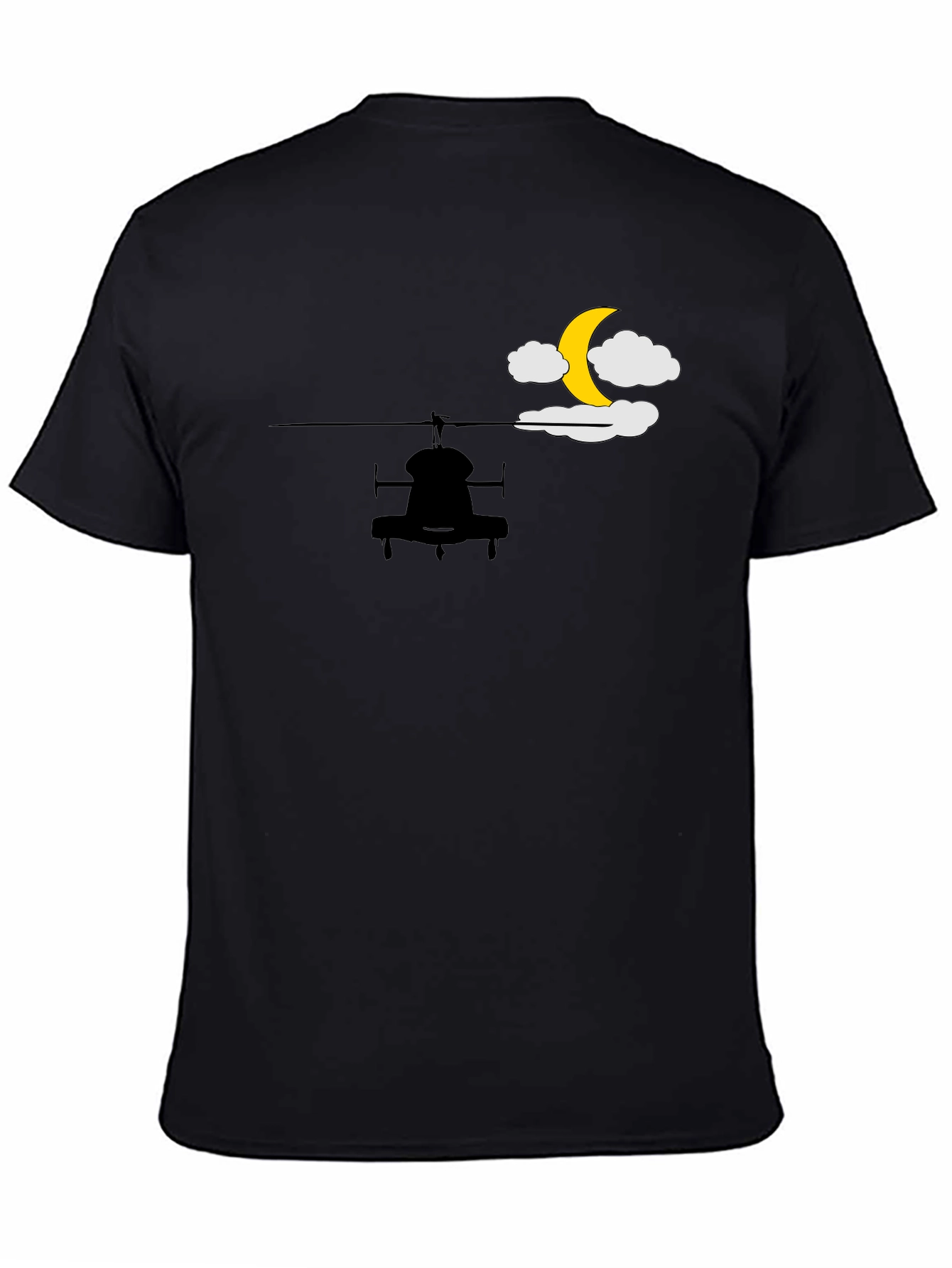 Black Helicopter Moon T-Shirt - Night Flight Design view 4