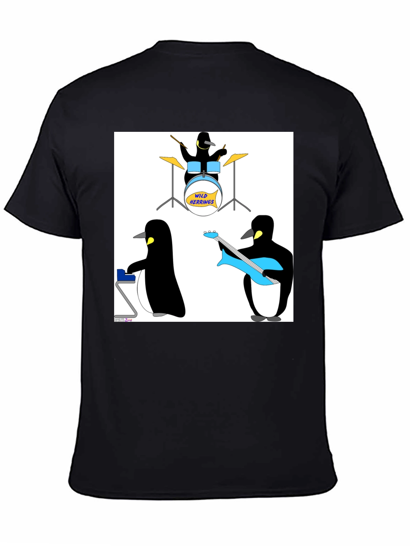 Black Penguin Band Graphic Tee - Black Cotton T-Shirt view 4