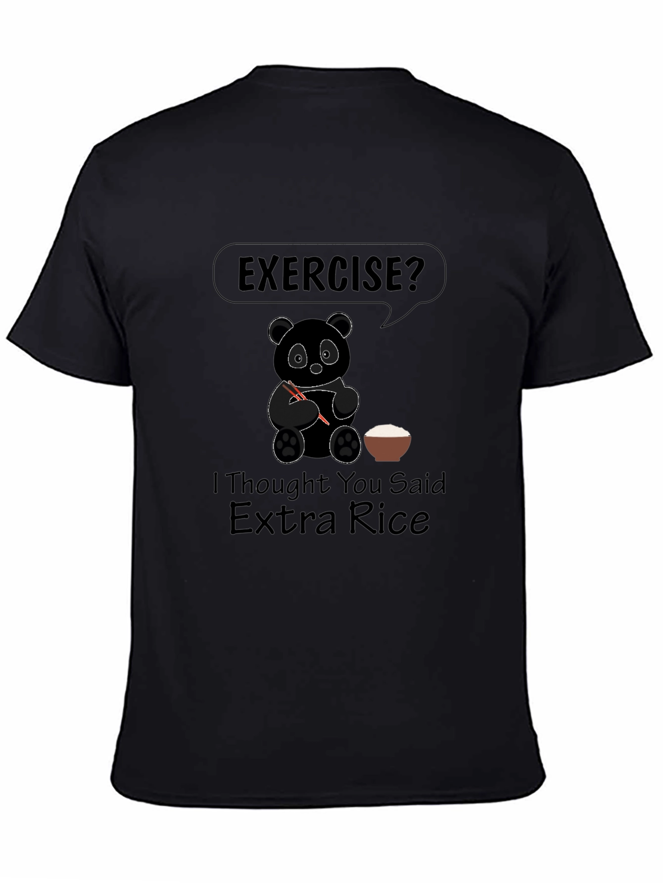 Black Exercise? Extra Rice Panda Graphic Tee - Black T-Shirt view 4