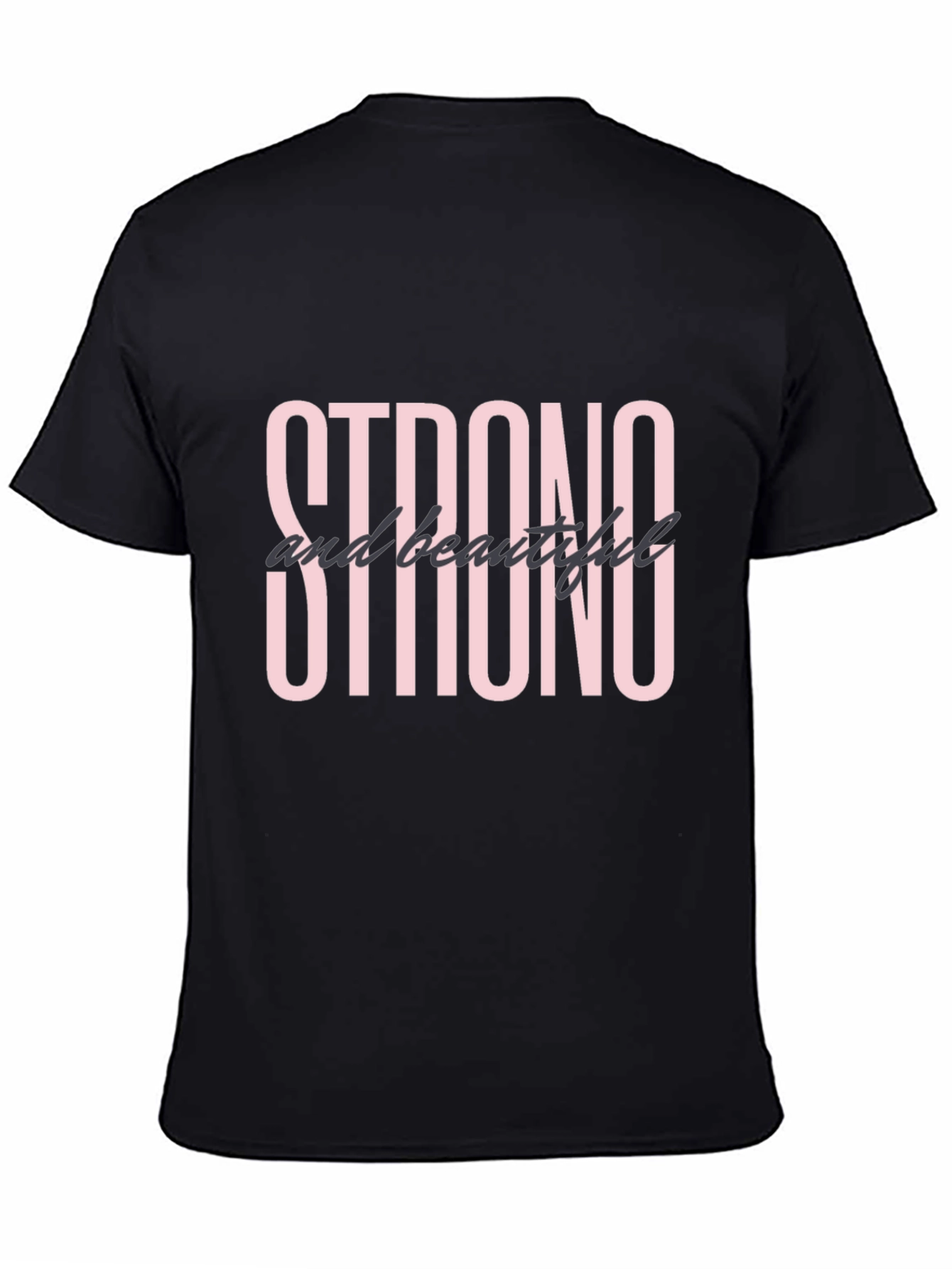 Black Strong & Beautiful Graphic Tee - Black Cotton view 4