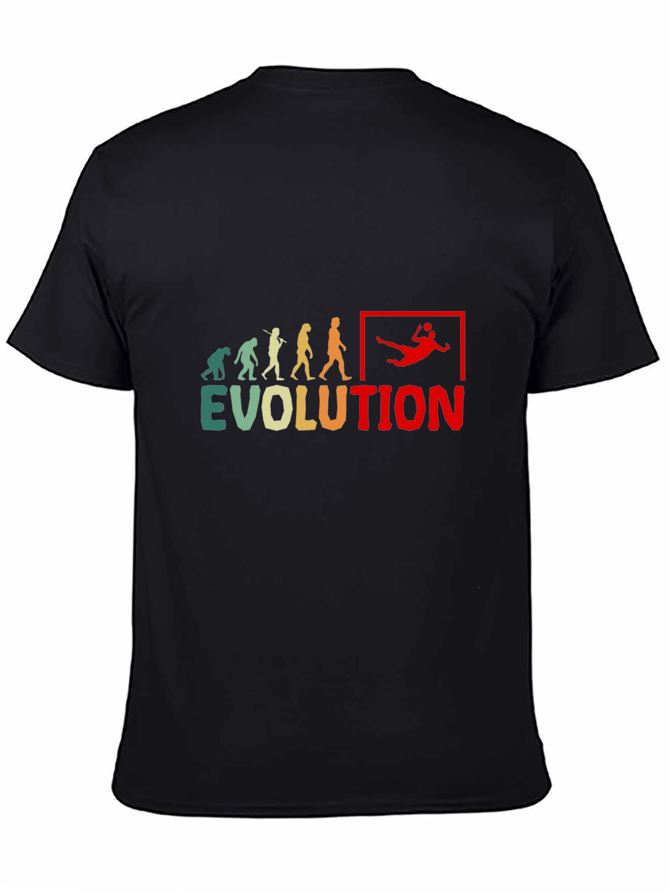Black Evolution Handball Graphic Tee - Funny Sports T-Shirt view 4
