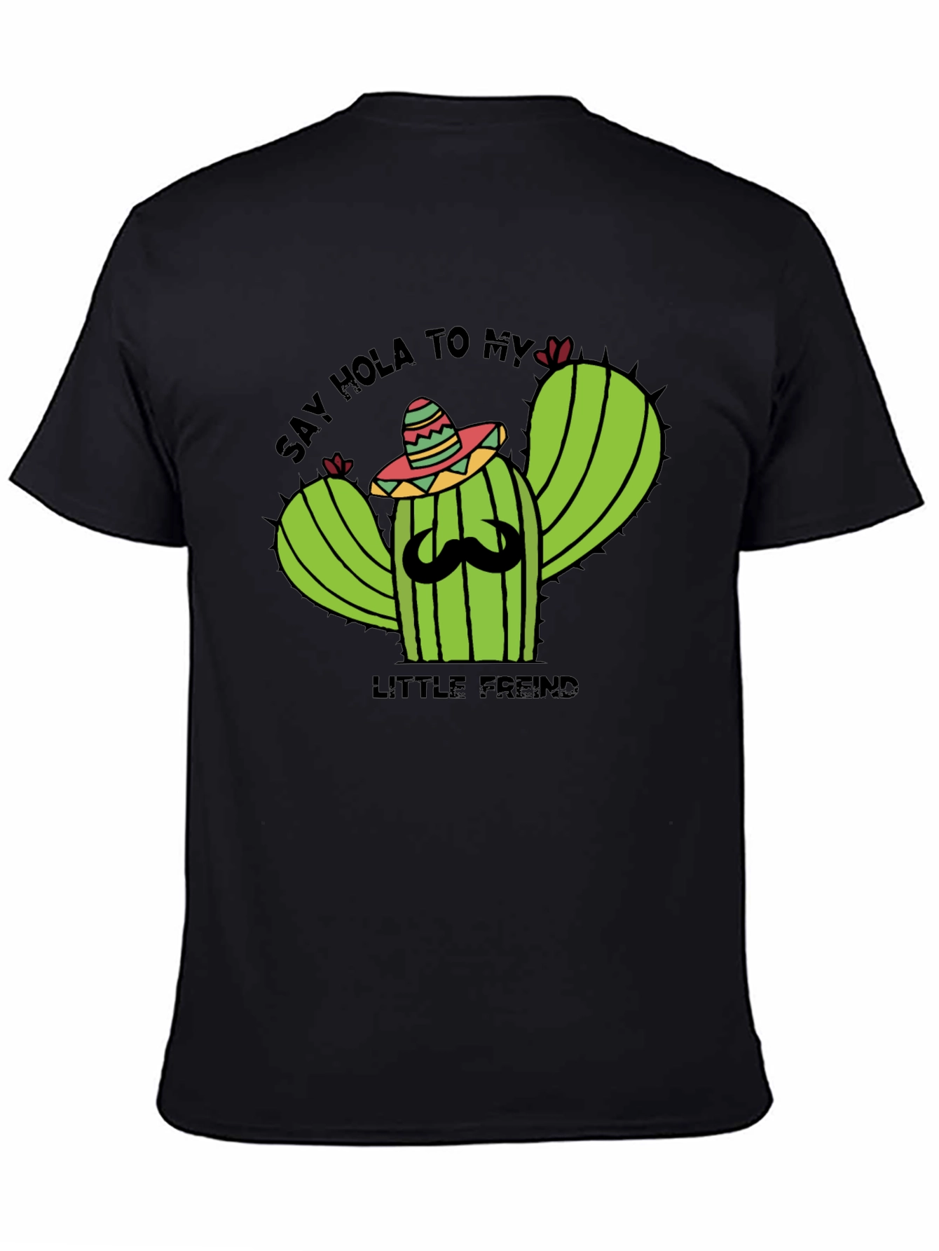 Black Hola Cactus T-Shirt - Funny Graphic Tee view 4