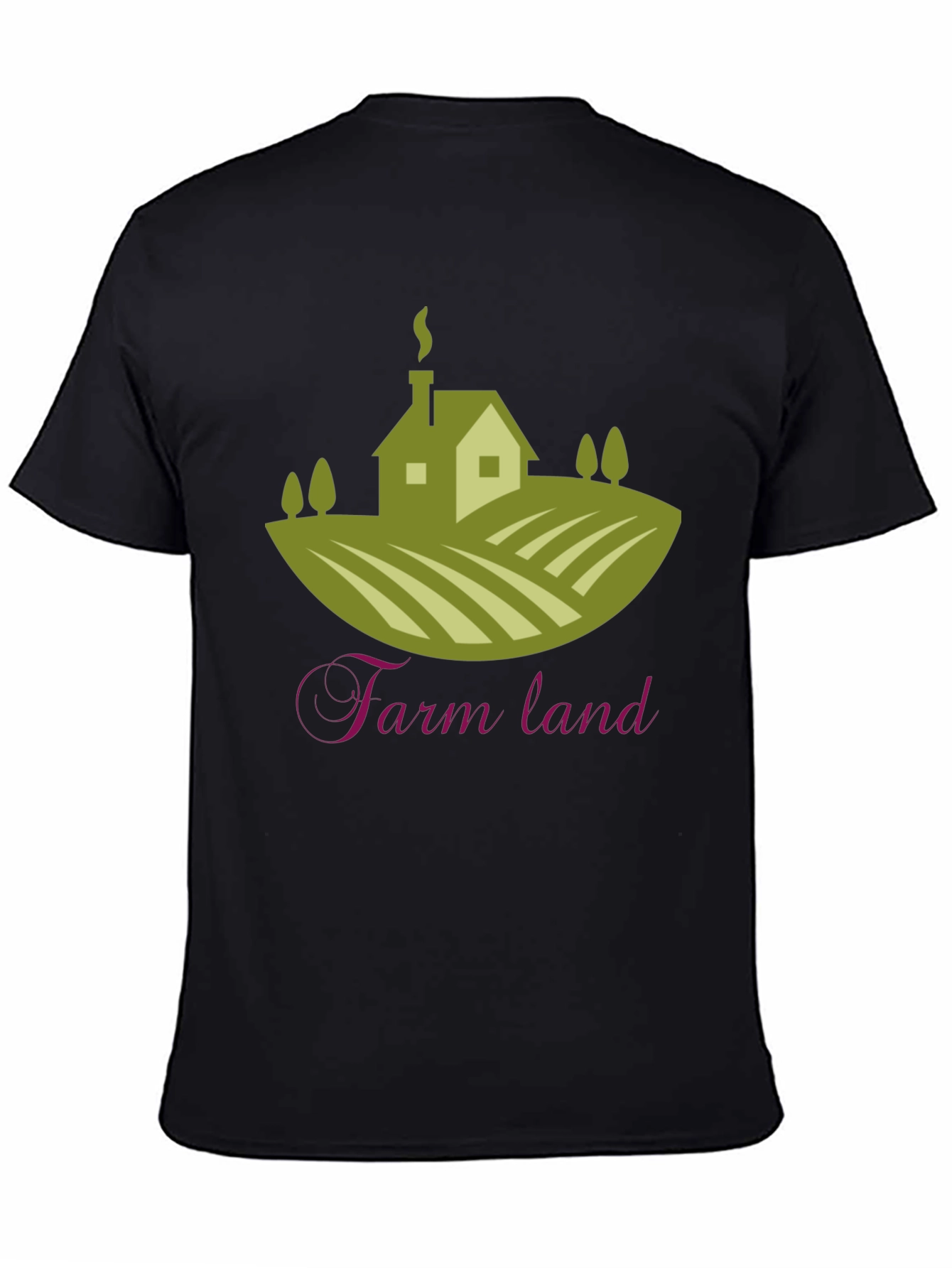 Black Farm Land Graphic T-Shirt | Classic Crew Neck Tee view 4