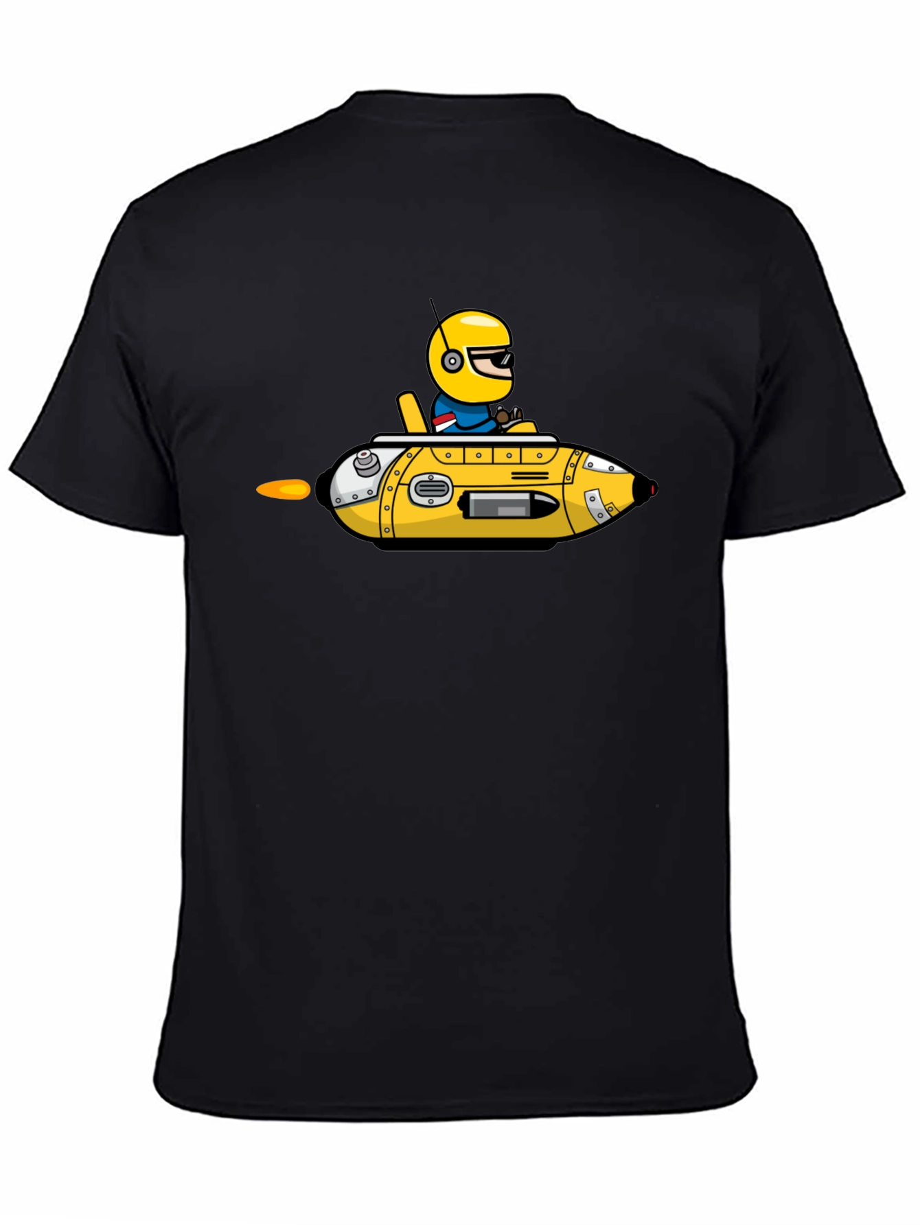 Black Cartoon Submarine T-Shirt view 4