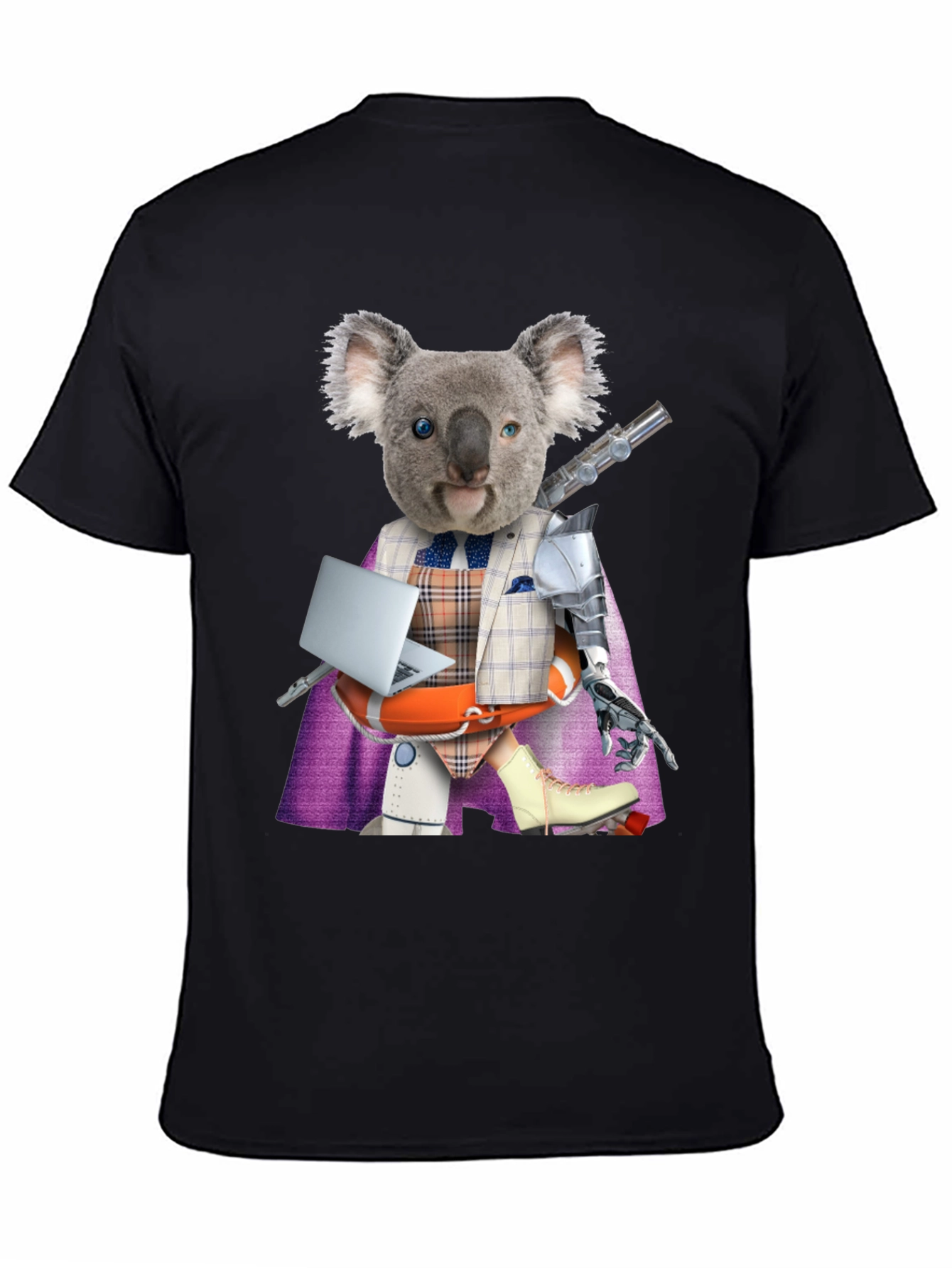 Black Koala Robot T-Shirt - Unique Graphic Tee view 4