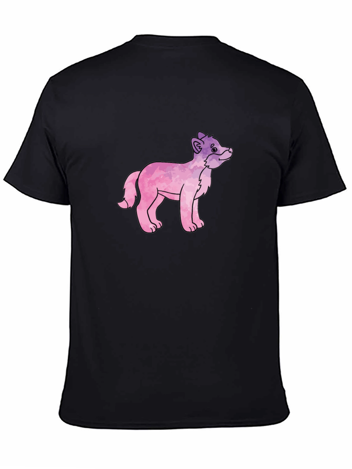 Black Watercolor Wolf Graphic T-Shirt - Soft Cotton Blend view 4