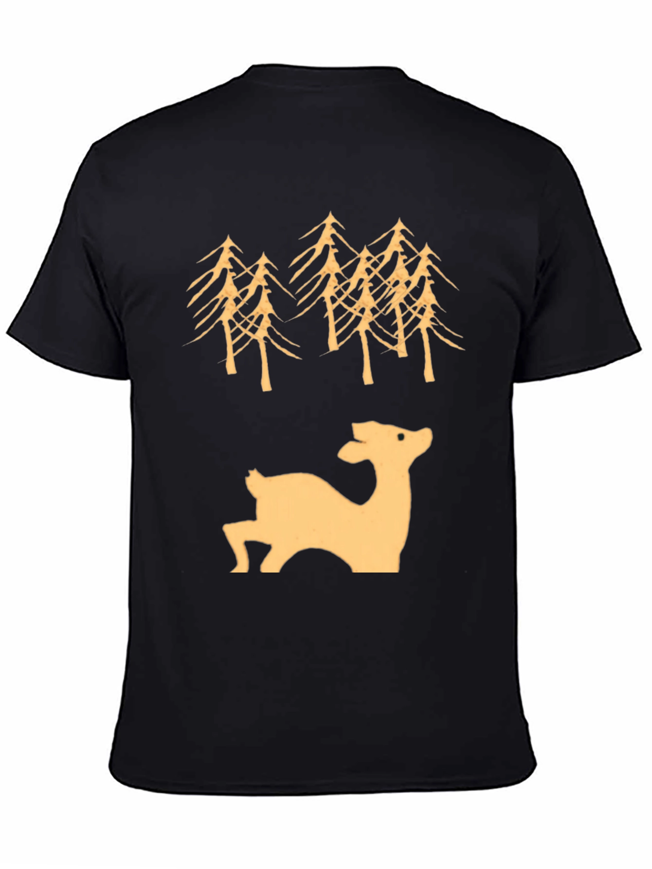 Black Deer & Trees Graphic Tee - Black view 4