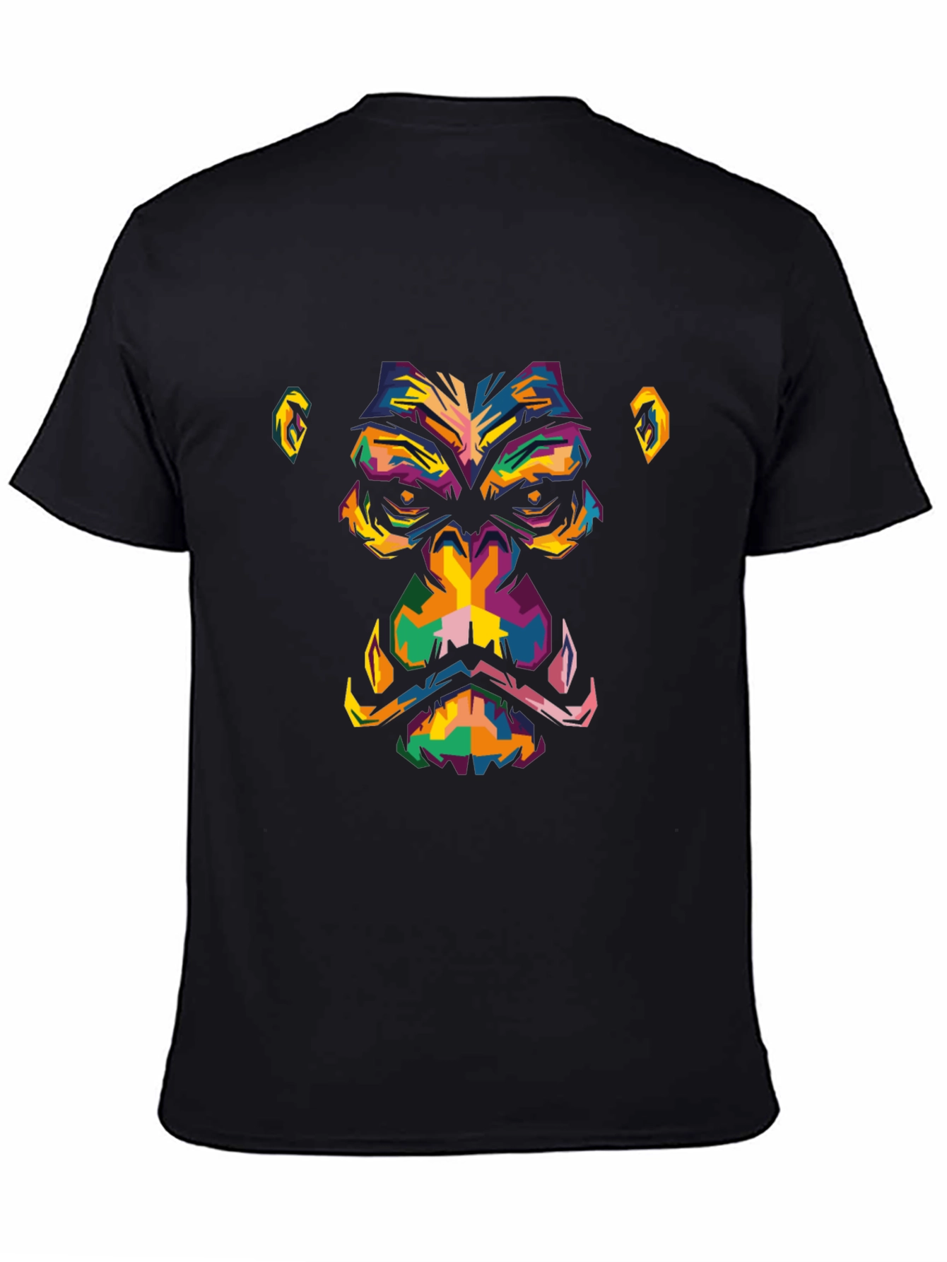 Black Abstract Gorilla Face Graphic Black T-Shirt view 4
