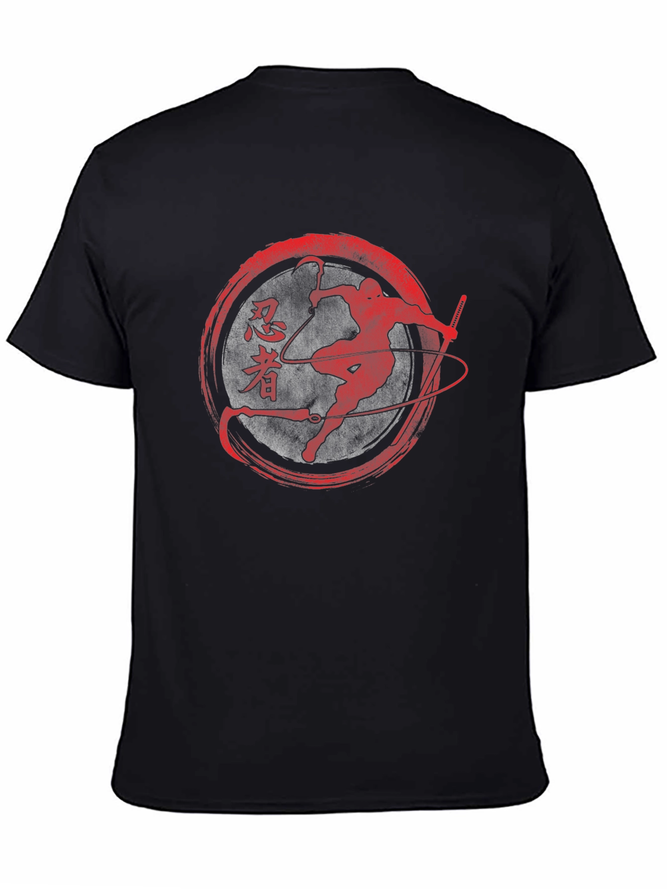 Black Ninja Warrior Graphic Tee - Black Cotton T-Shirt view 4