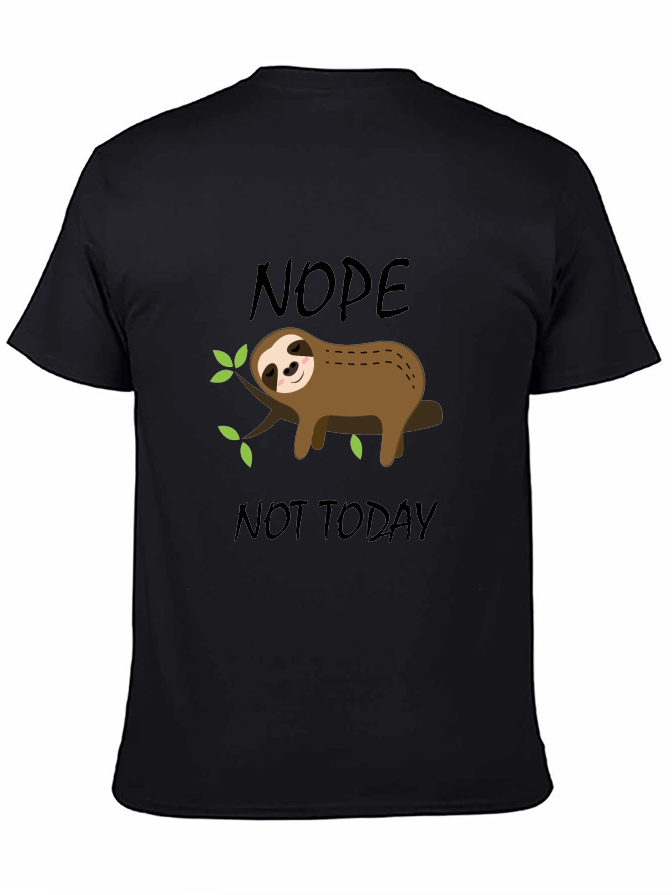 Black Nope Not Today Sloth Graphic T-Shirt view 4