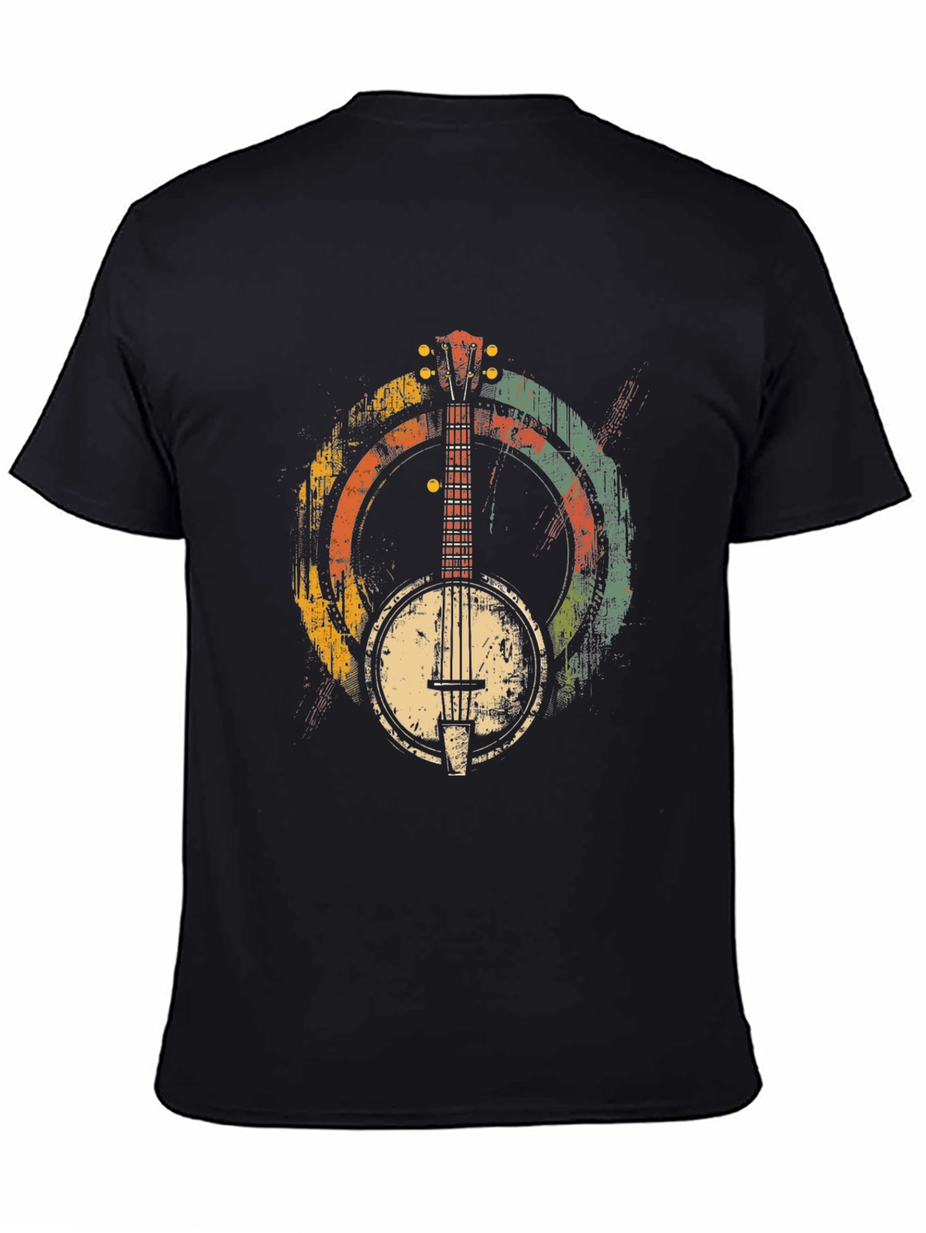 Black Retro Banjo Graphic Tee - Musical Style view 4