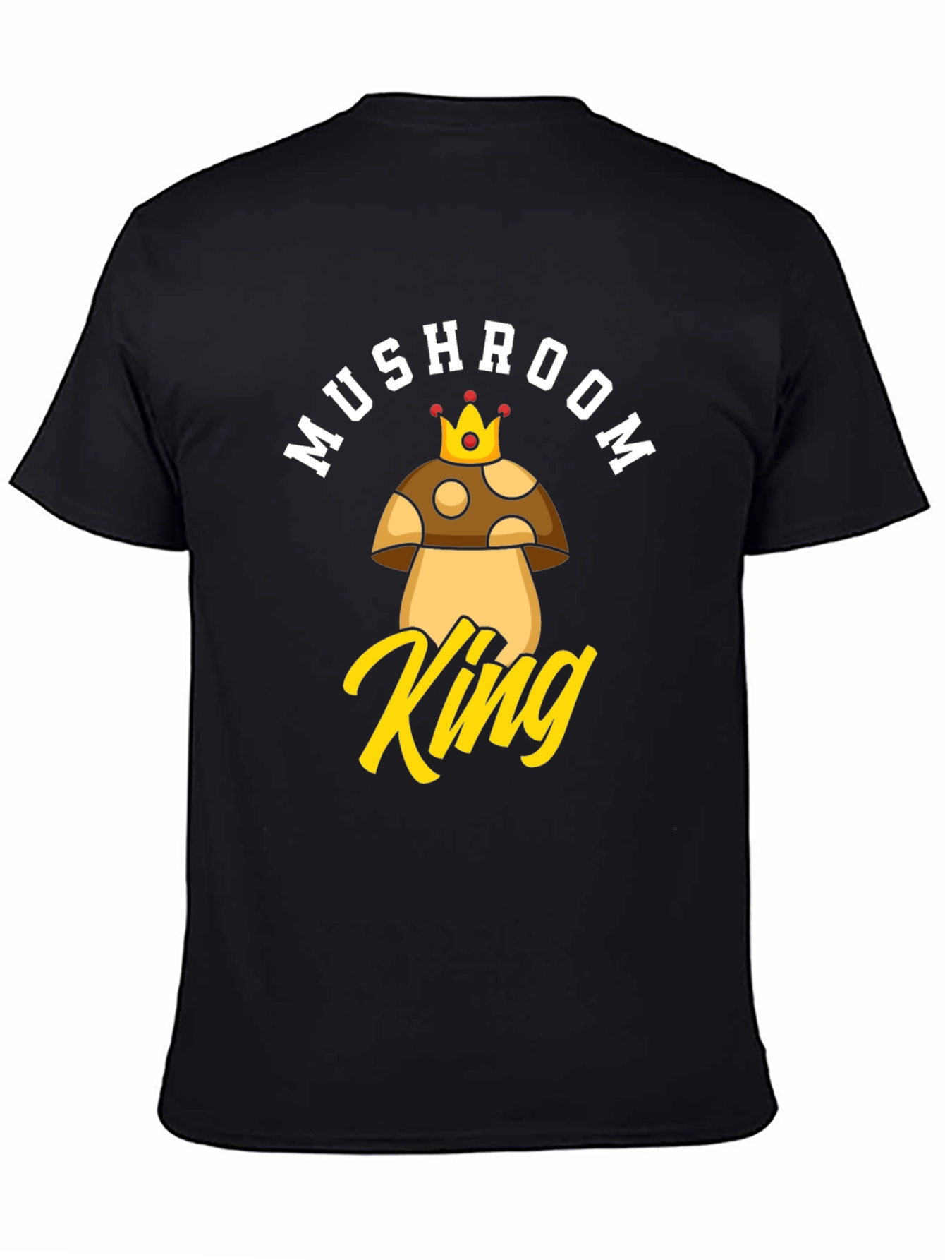 Black Mushroom King Graphic T-Shirt - Funny Novelty Tee view 4