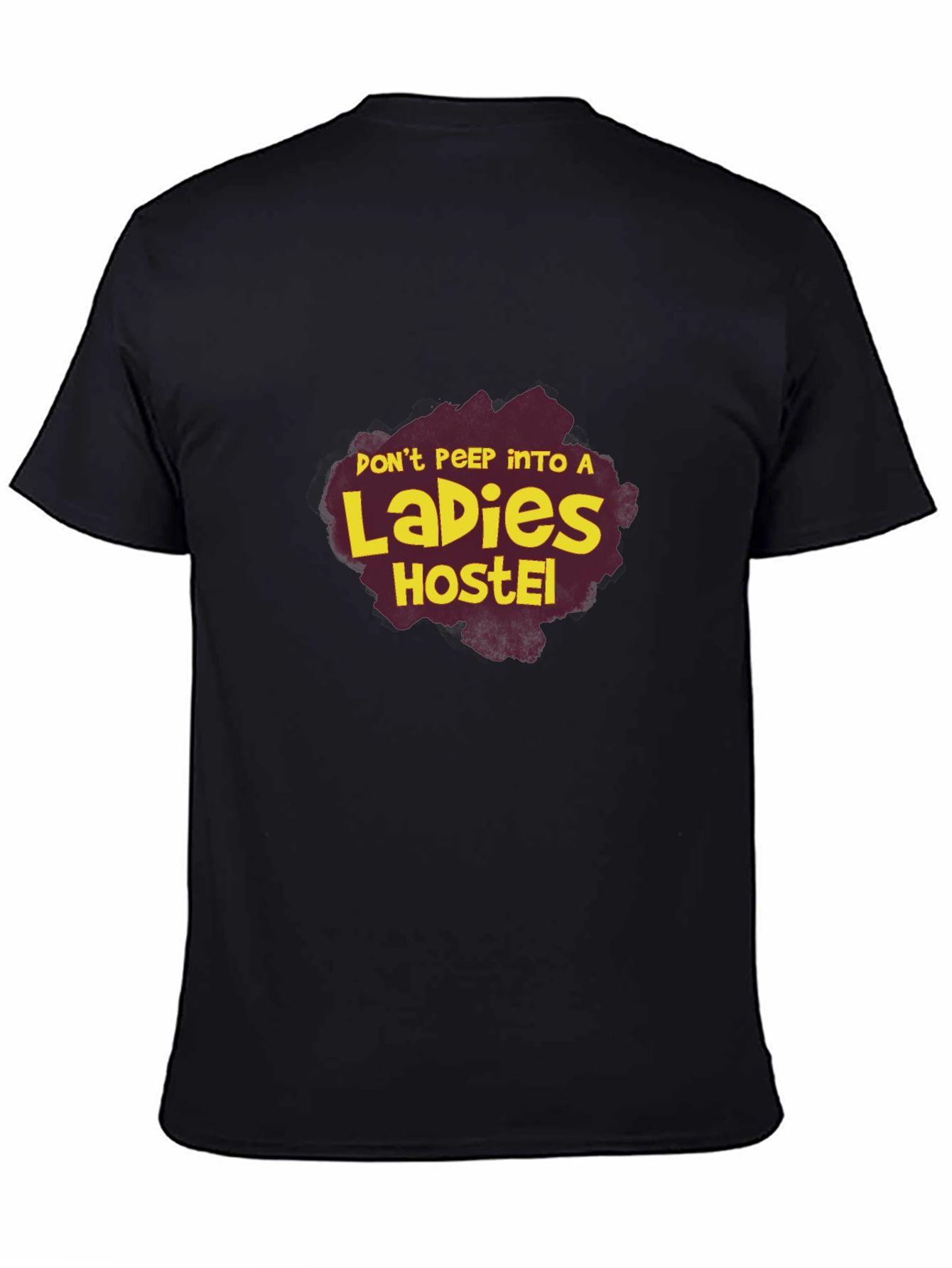 Black Don't Peep Ladies Hostel Graphic Tee view 4