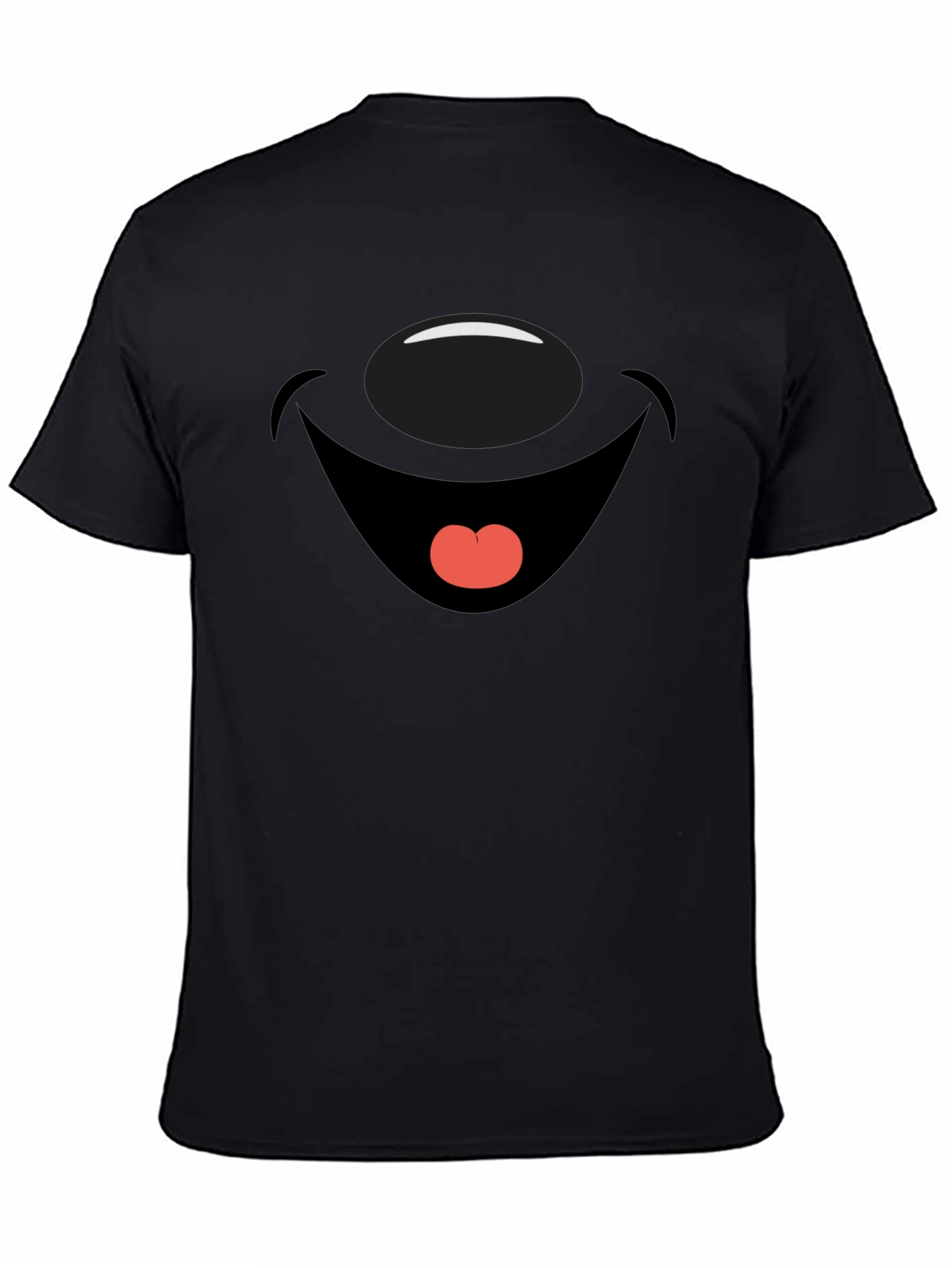 Black Cartoon Face Graphic Print Black T-Shirt view 4