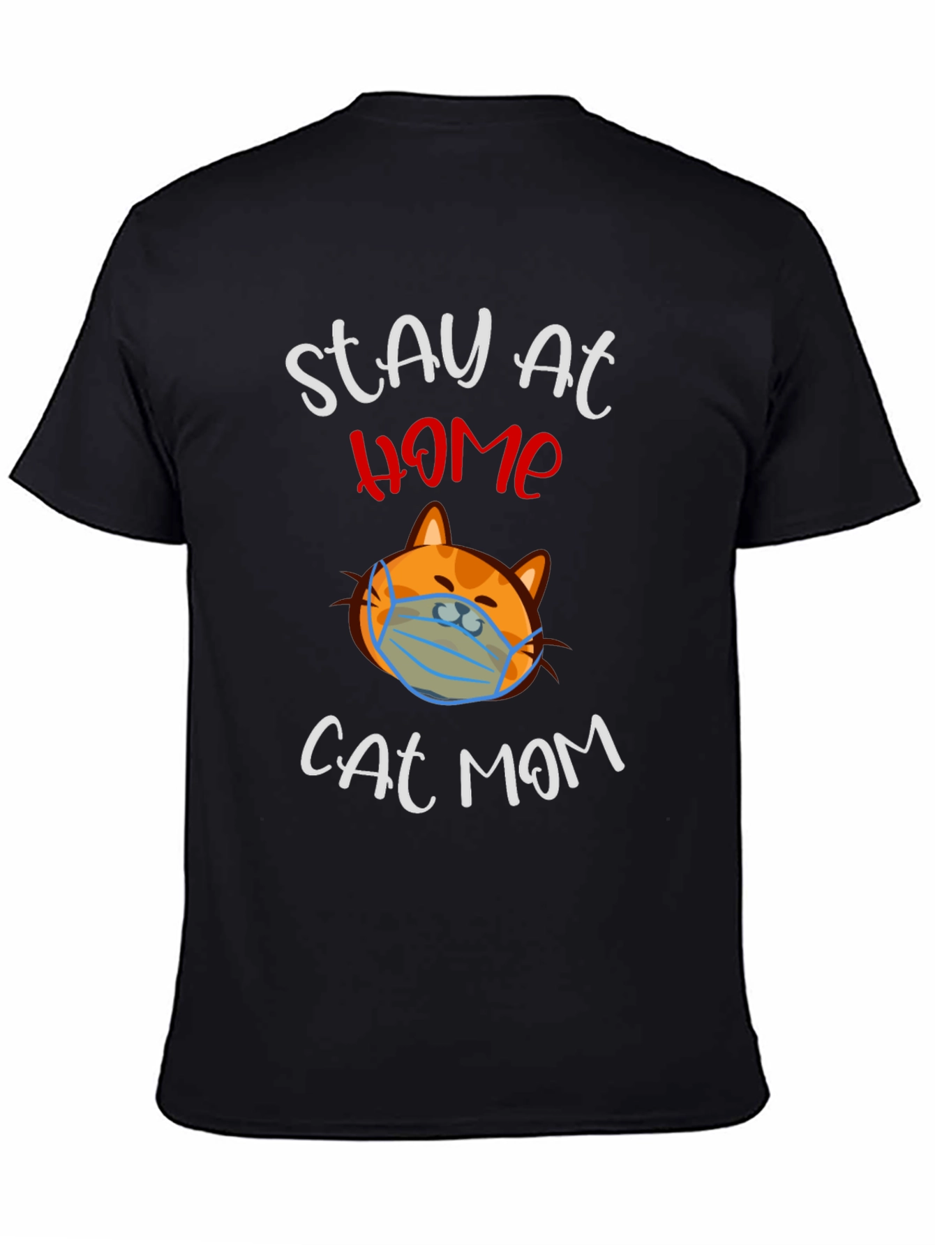 Black Stay at Home Cat Mom T-Shirt view 4