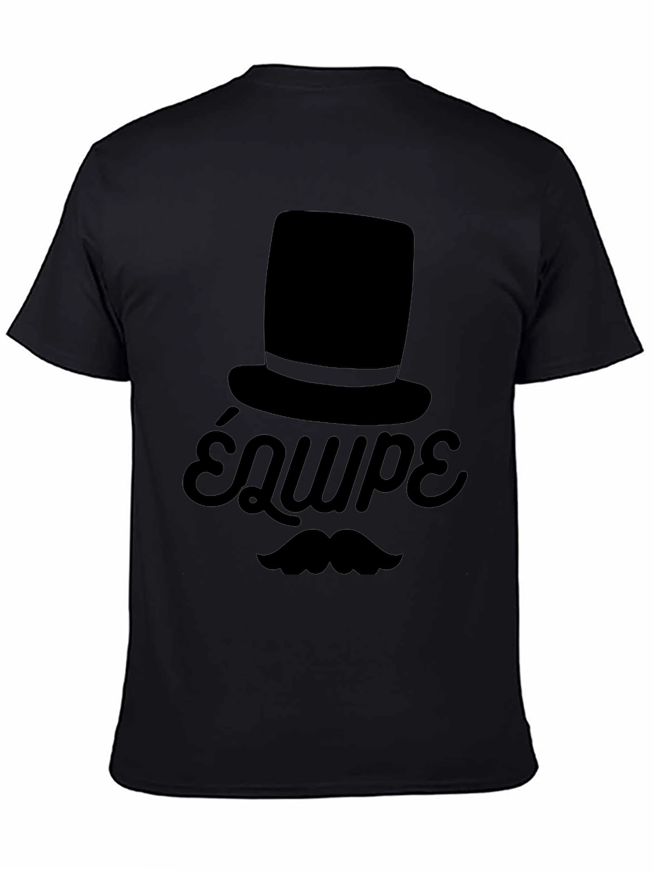 Black Top Hat & Moustache T-Shirt - Équipe view 4
