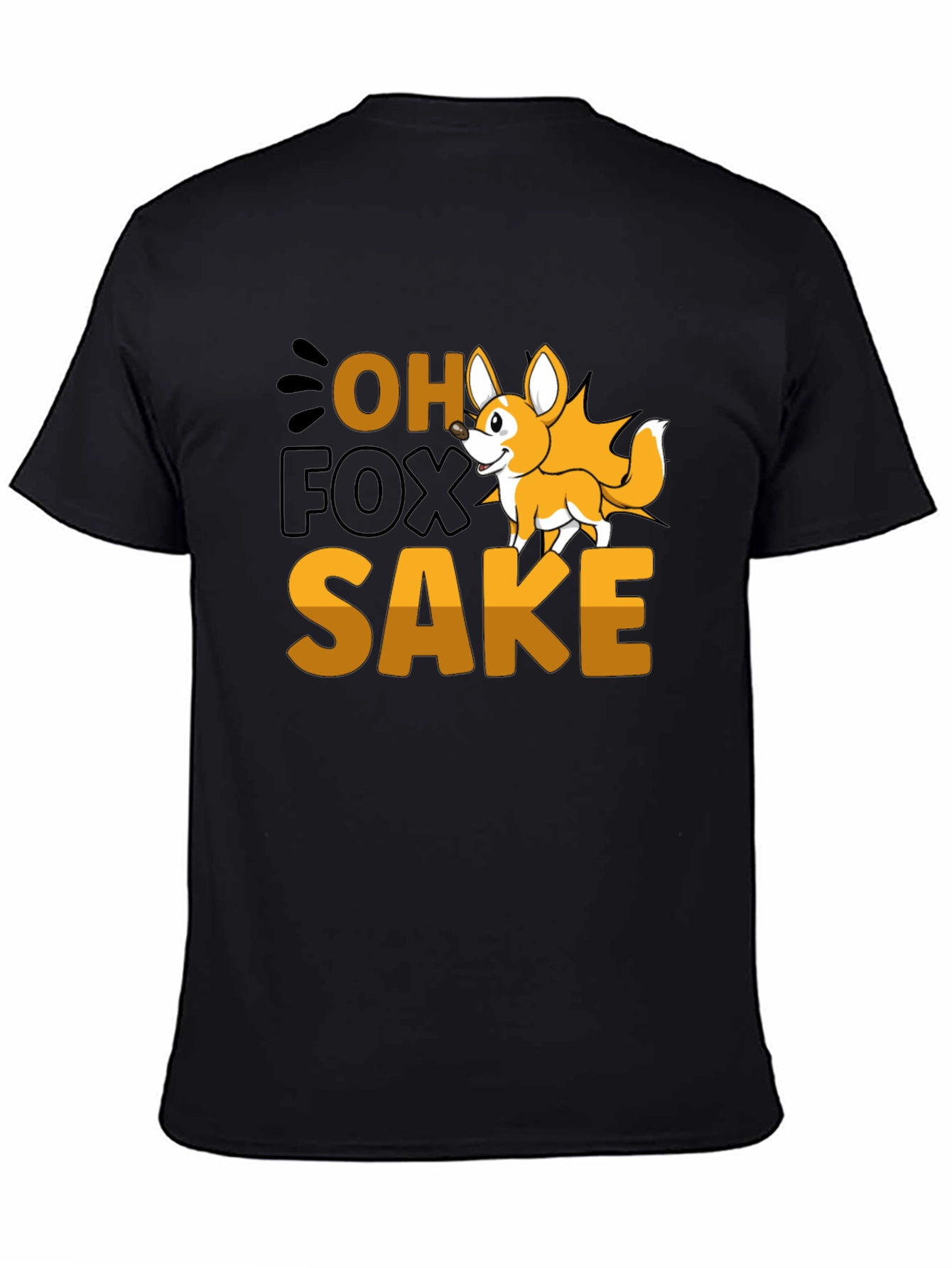 Black Oh Fox Sake T-Shirt - Funny Animal Pun Tee view 4