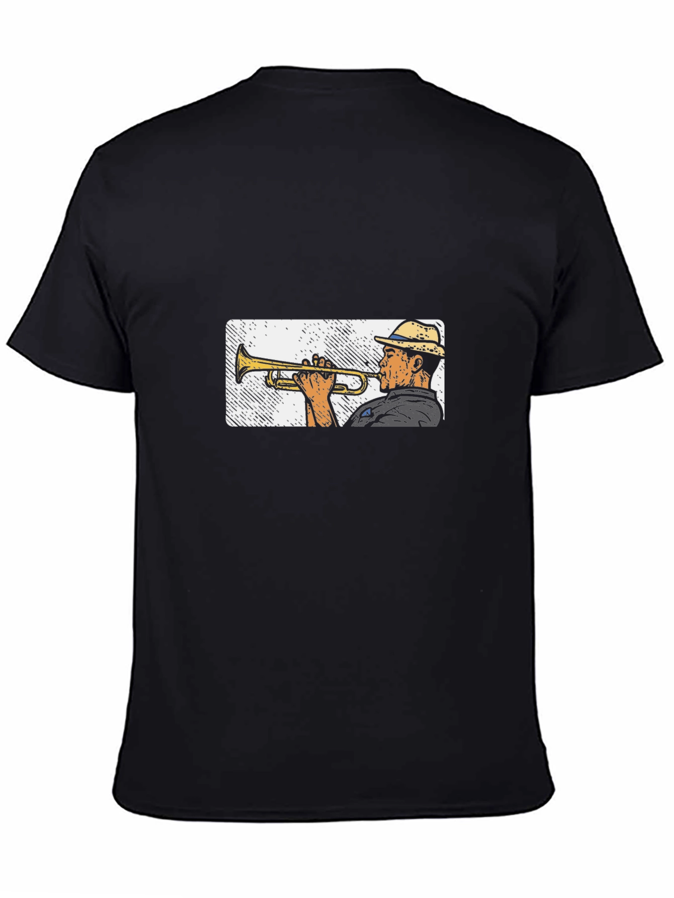 Black Cool Jazz Trumpet Graphic Black T-Shirt view 4