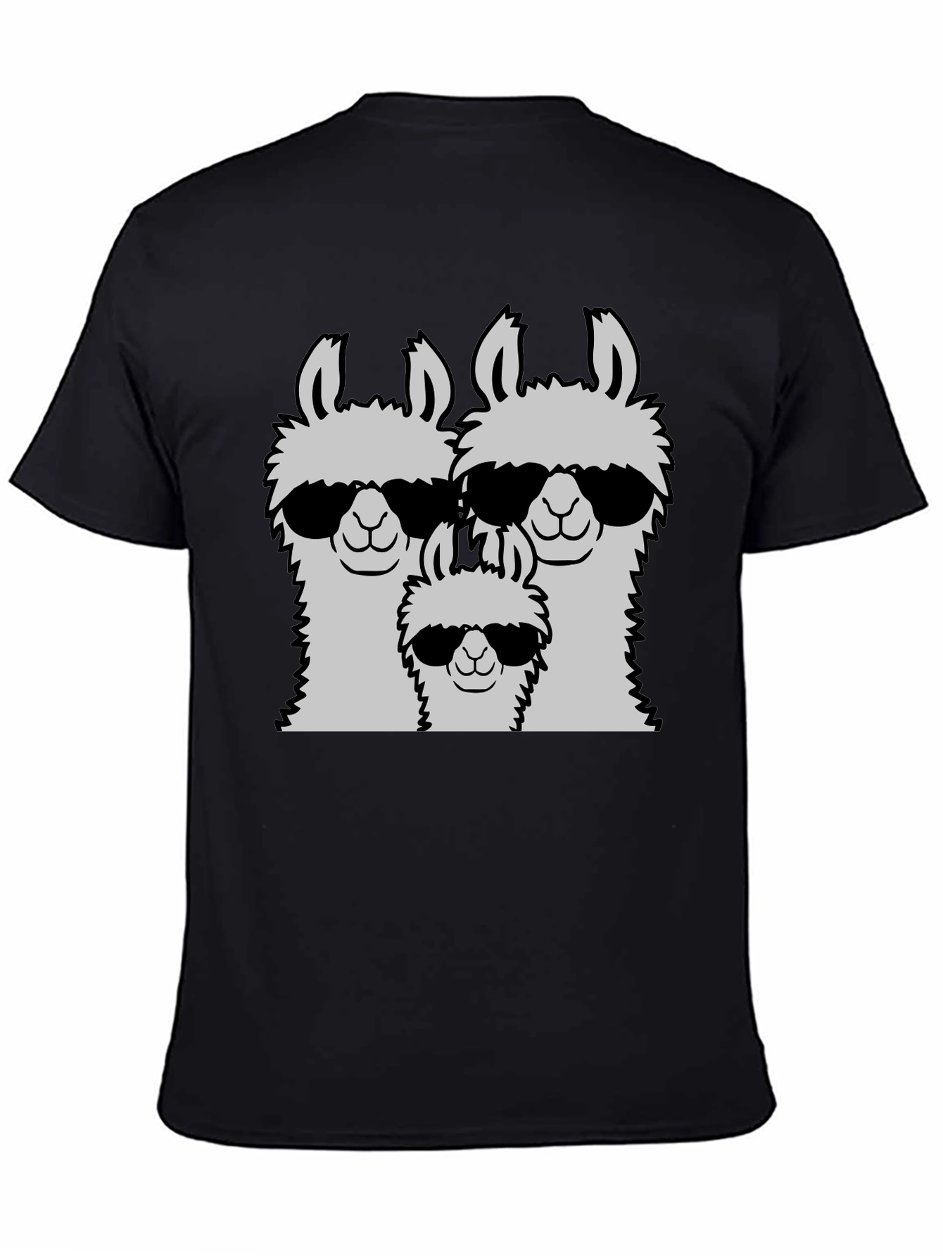 Black Llama Family T-Shirt - Cool Llama Dad, Mom, and Baby view 4