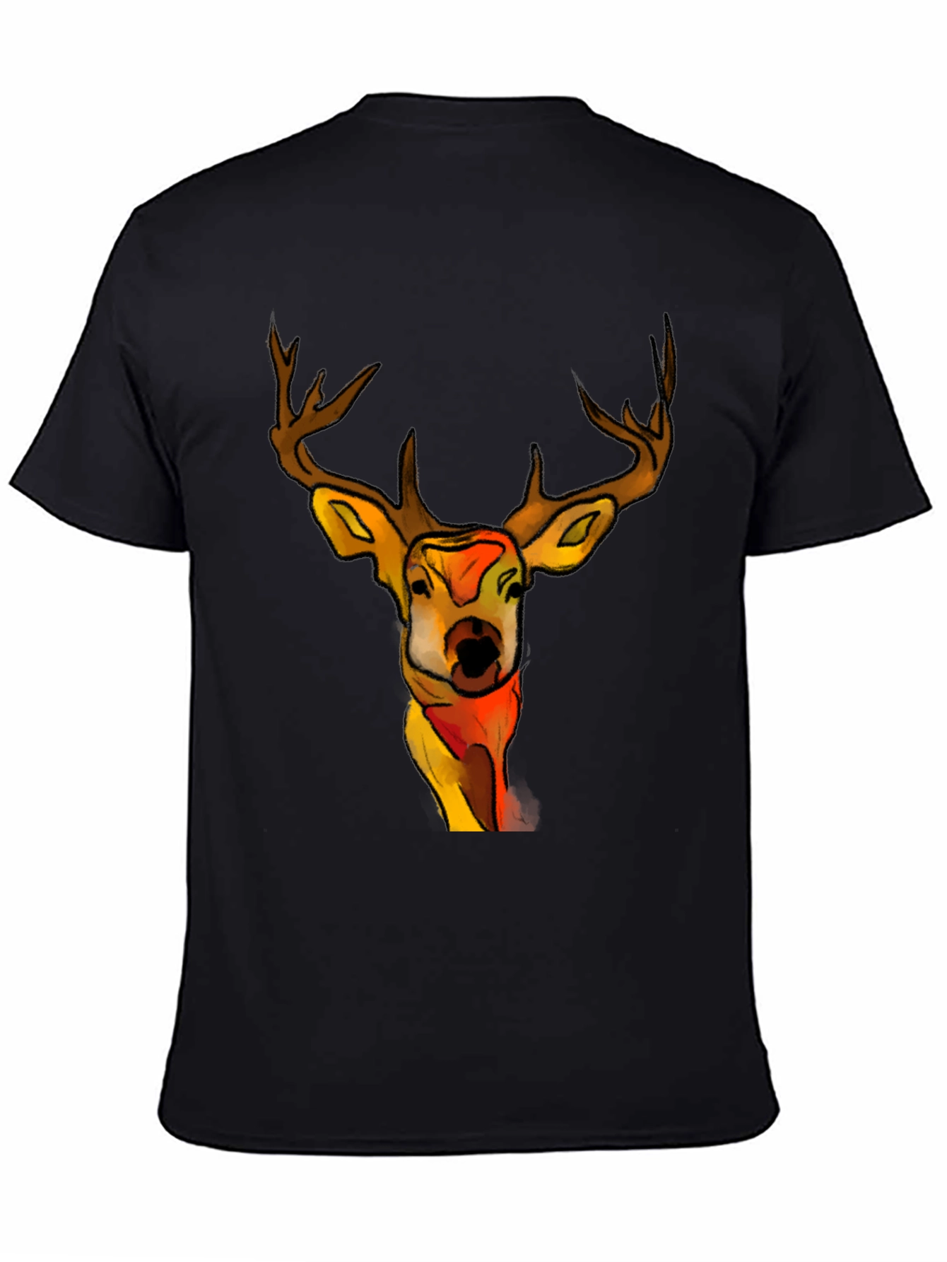 Black Deer Graphic Black T-Shirt - Unique Animal Tee view 4