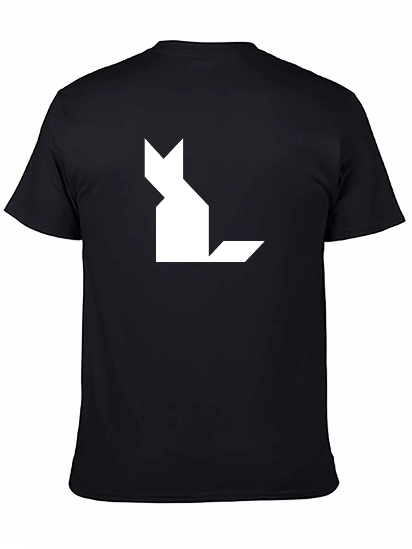 Black Geometric Cat Graphic Tee - Modern Black T-Shirt view 4