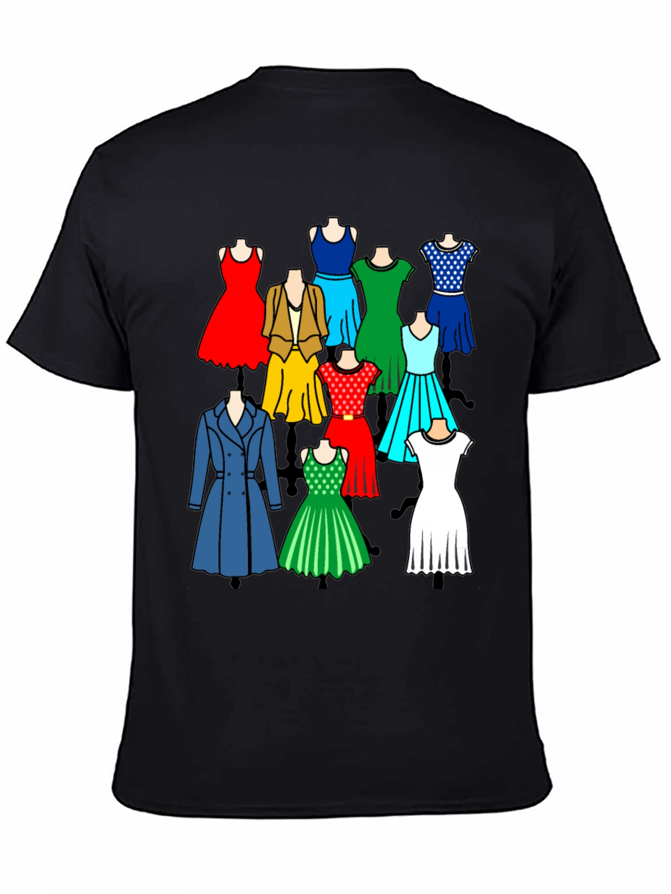 Black Colorful Dresses Graphic Tee view 4