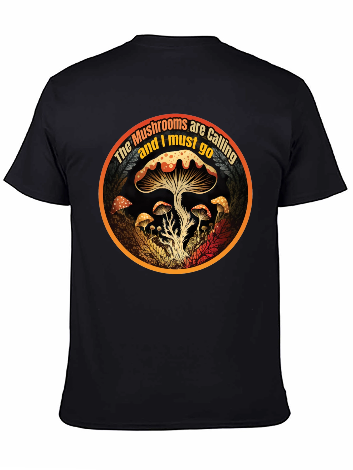Black Mushroom Calling T-Shirt - Nature Lover Apparel view 4