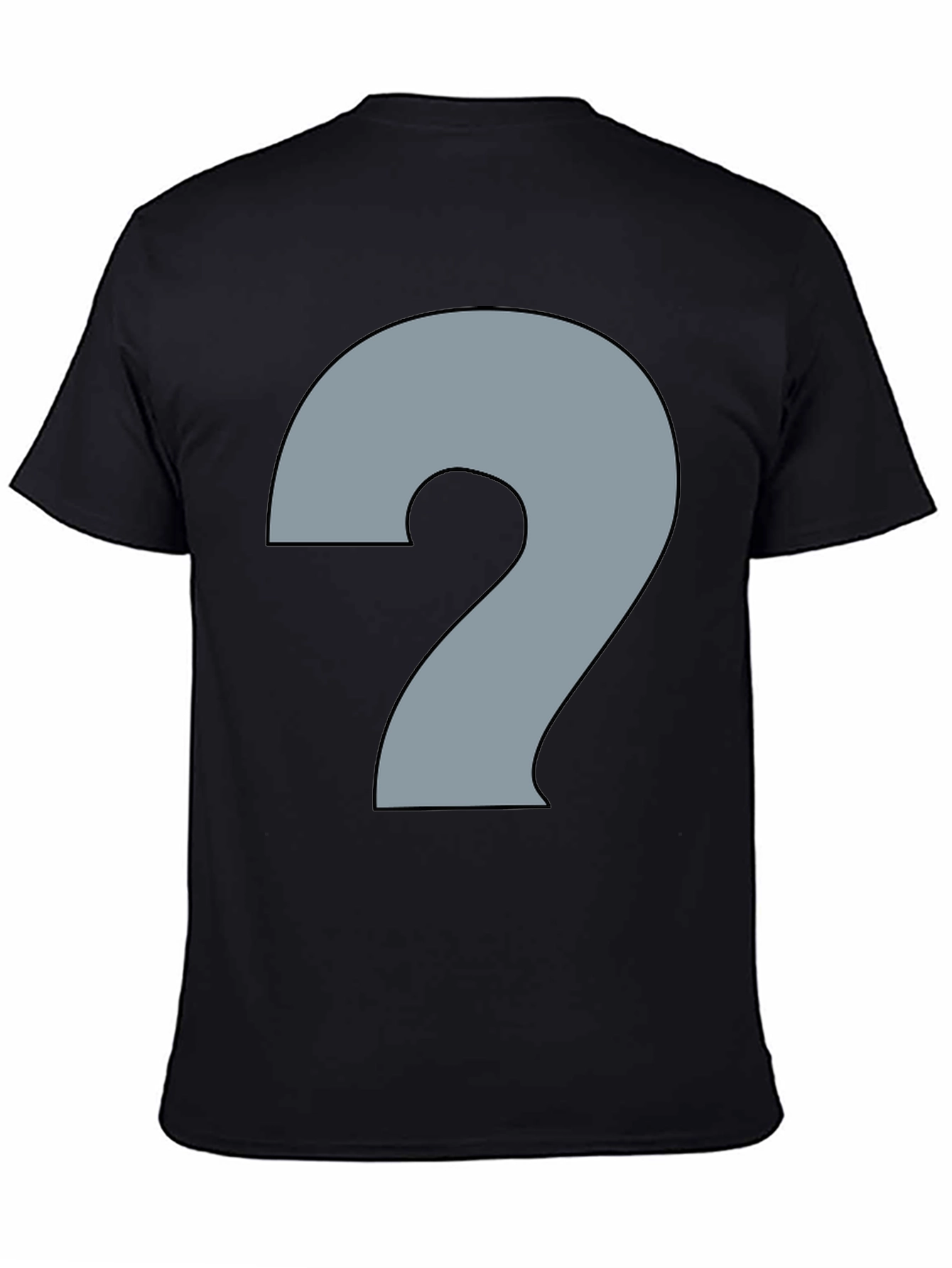 Black Men's Black T-Shirt with Question Mark Graphic view 4
