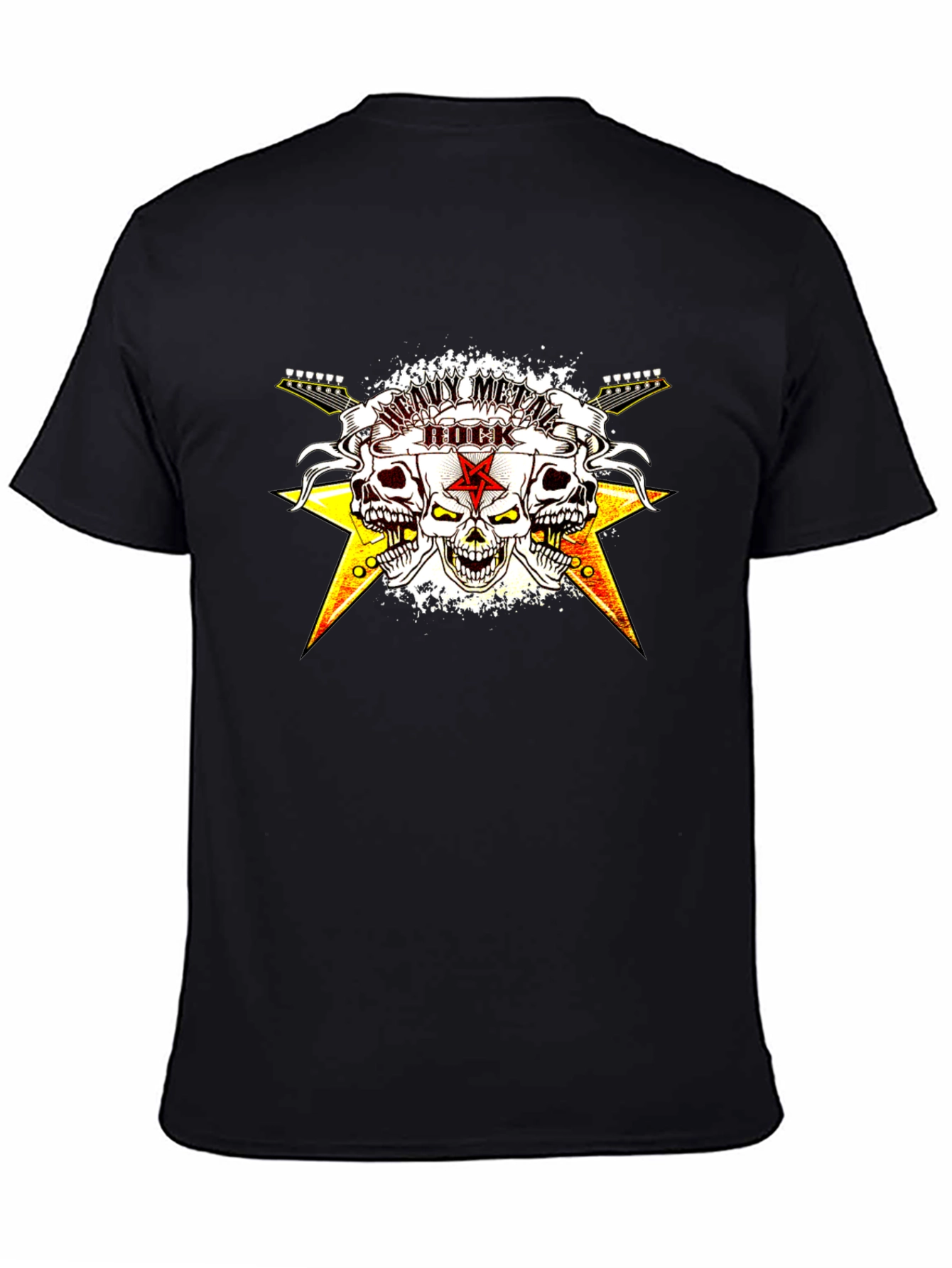 Black Heavy Metal Rock Skull Graphic T-Shirt view 4