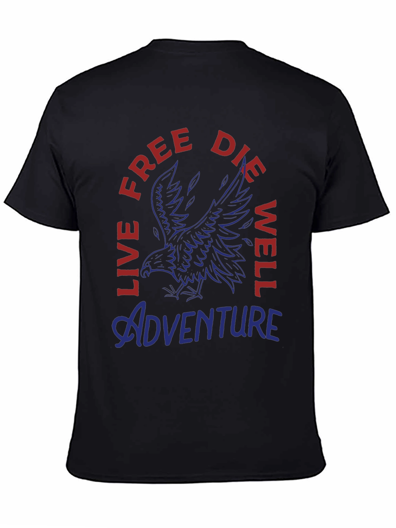 Black Adventure Eagle Graphic Print Men's T-Shirt view 4
