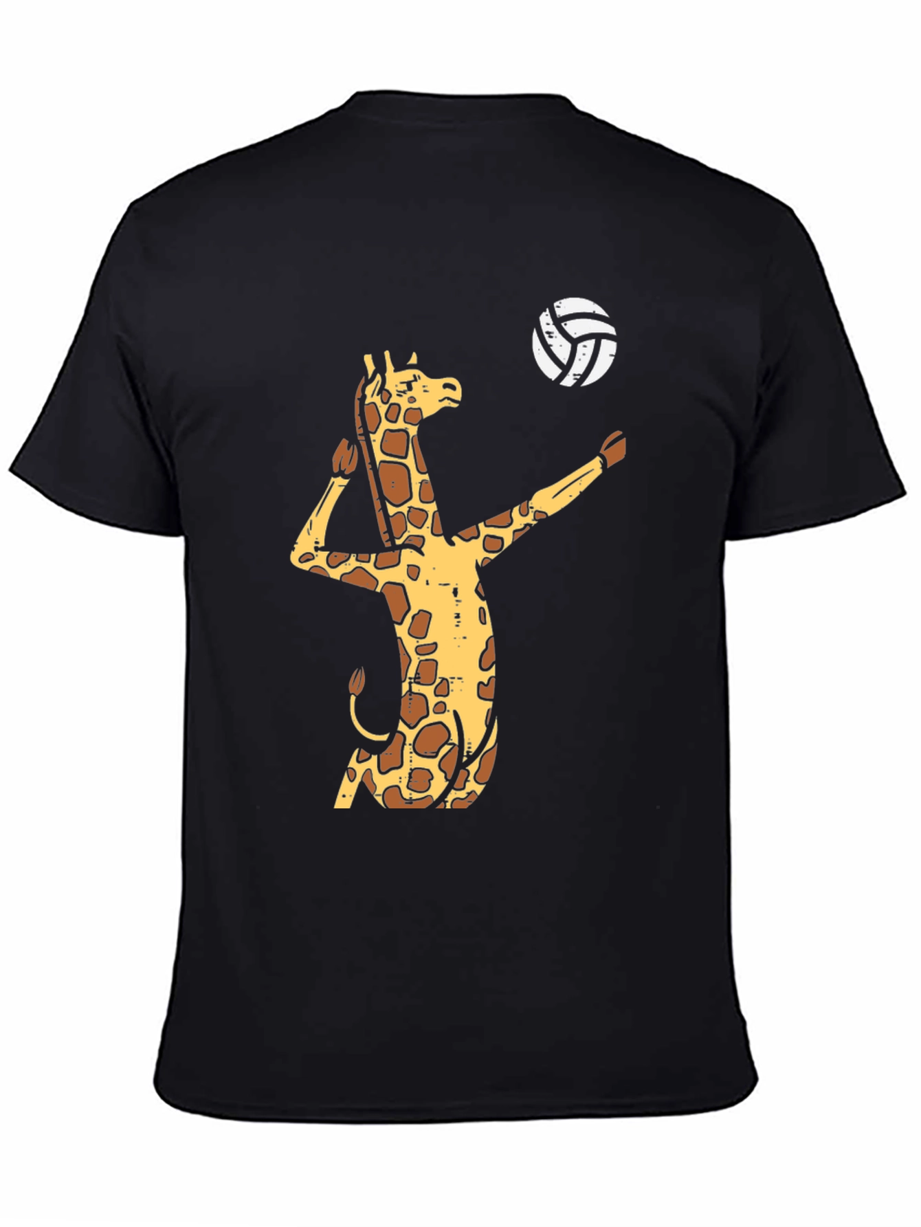 Black Giraffe Volleyball Graphic T-Shirt - Funny Animal Tee view 4