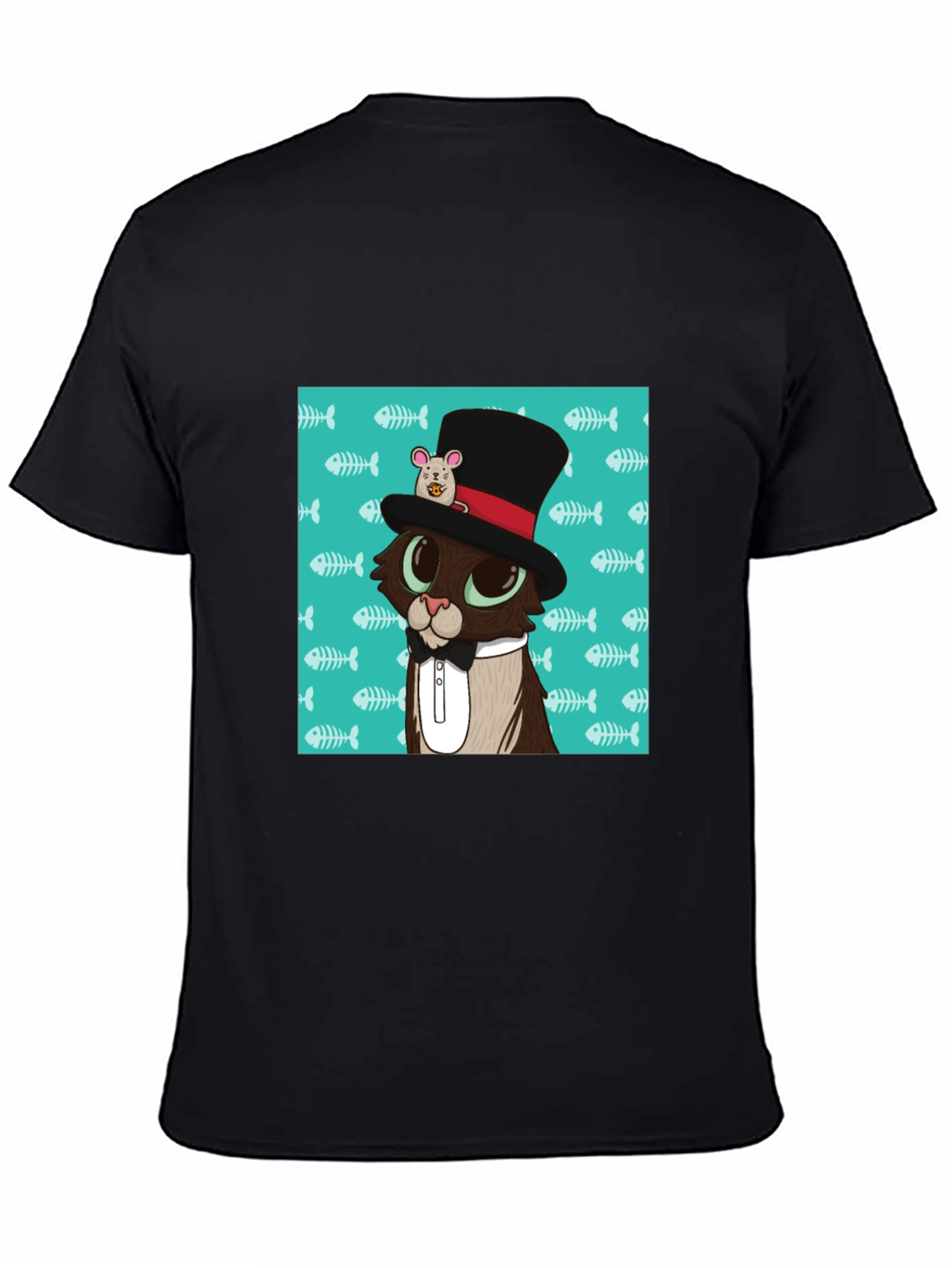 Black Cat in Hat T-Shirt view 4