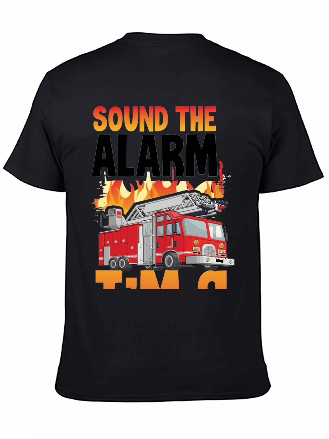 Black Sound the Alarm Fire Truck T-Shirt view 4