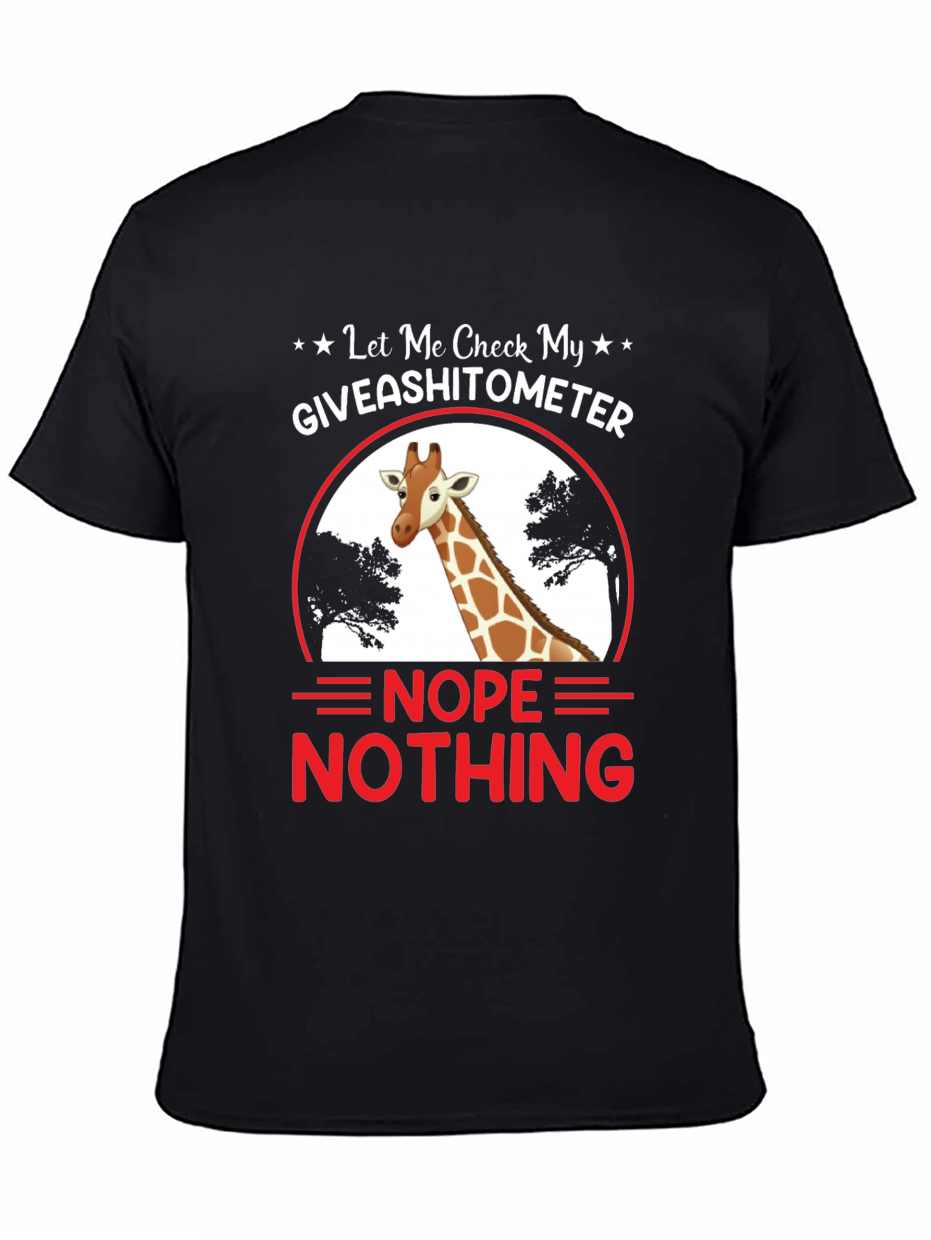 Black Funny Giraffe Graphic Tee - "Giveashitometer" view 4