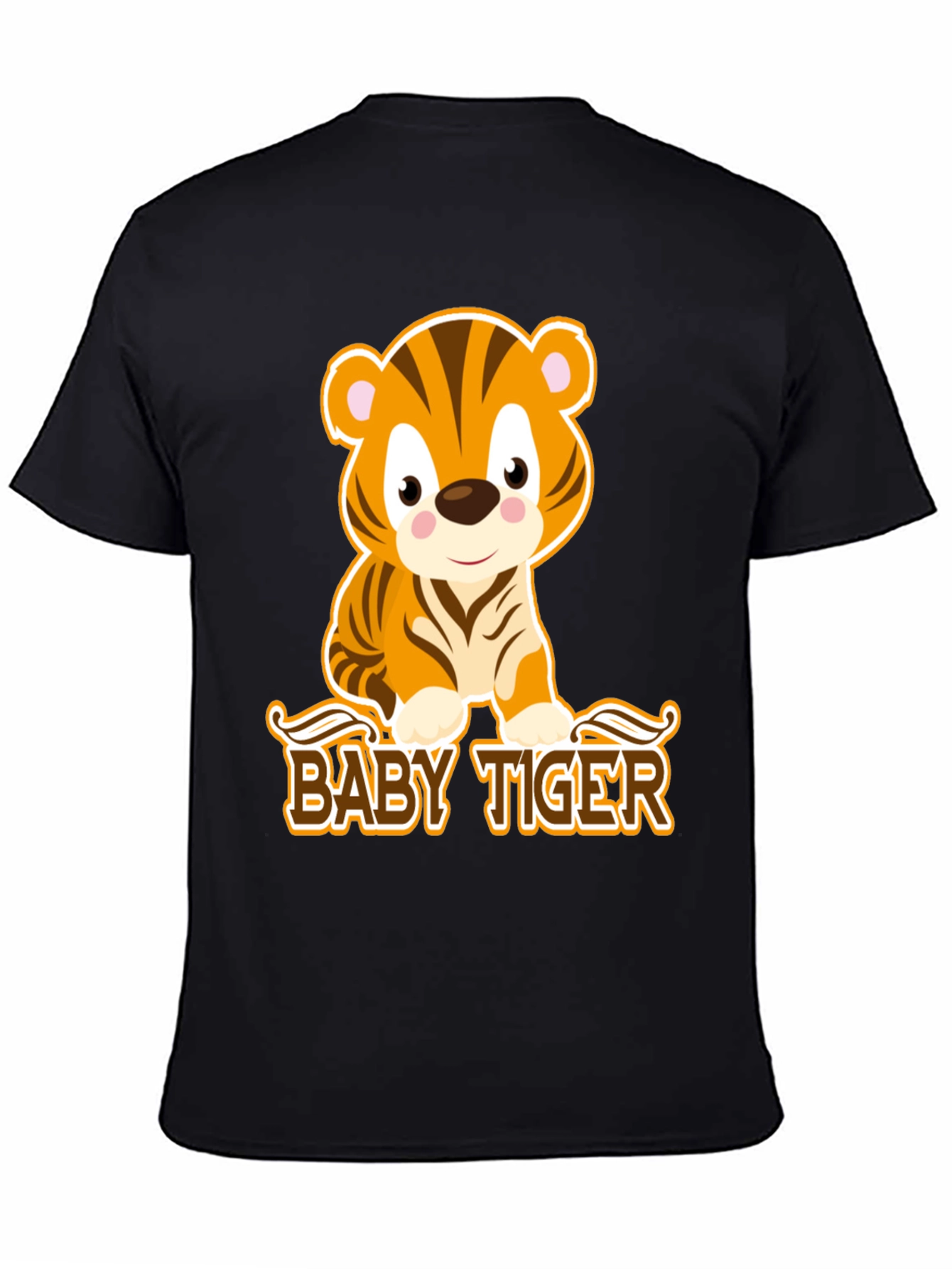 Black Cute Baby Tiger Graphic Tee - Black view 4