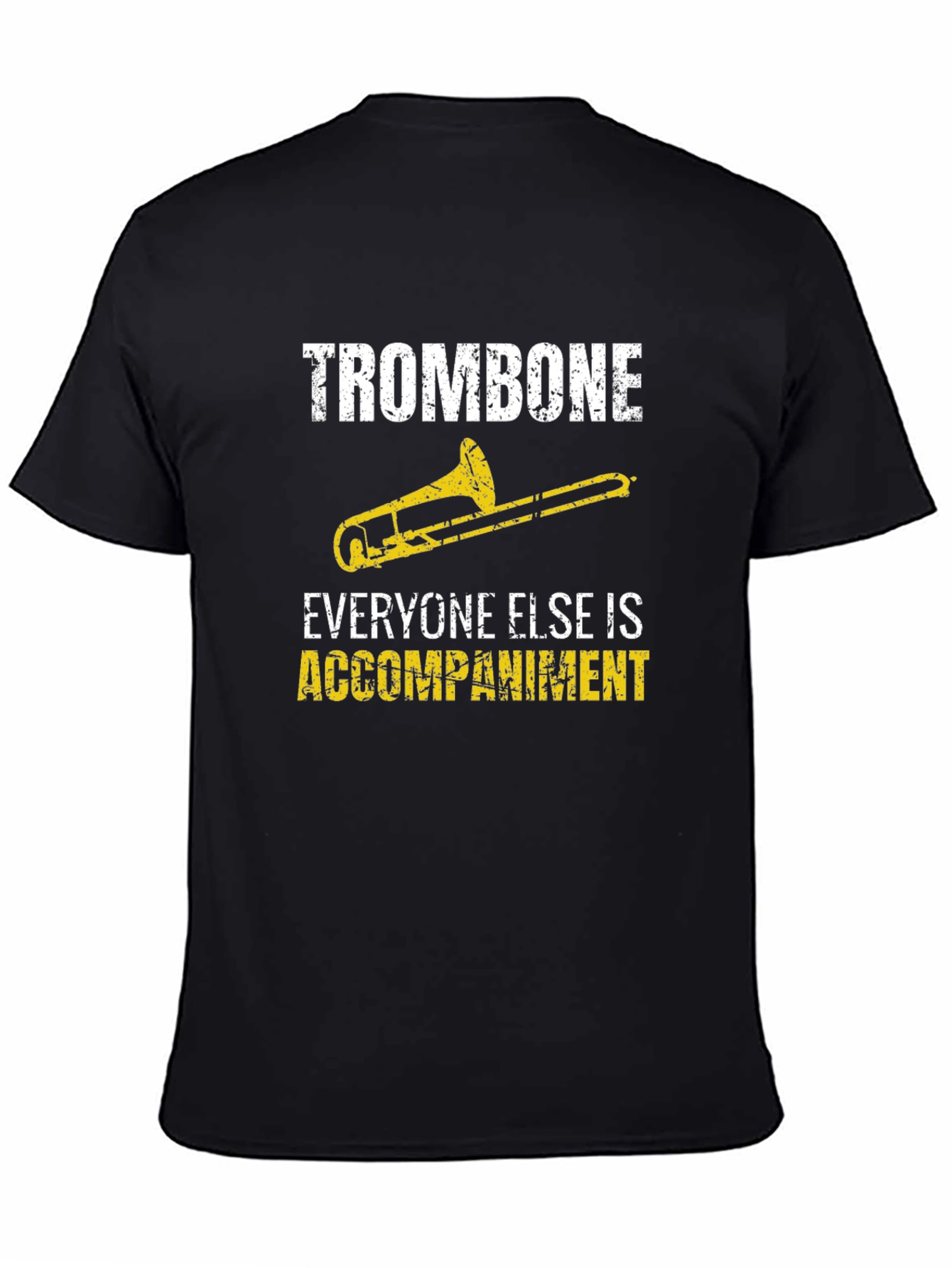 Black Trombone Player T-Shirt - Funny Accompaniment Design view 4