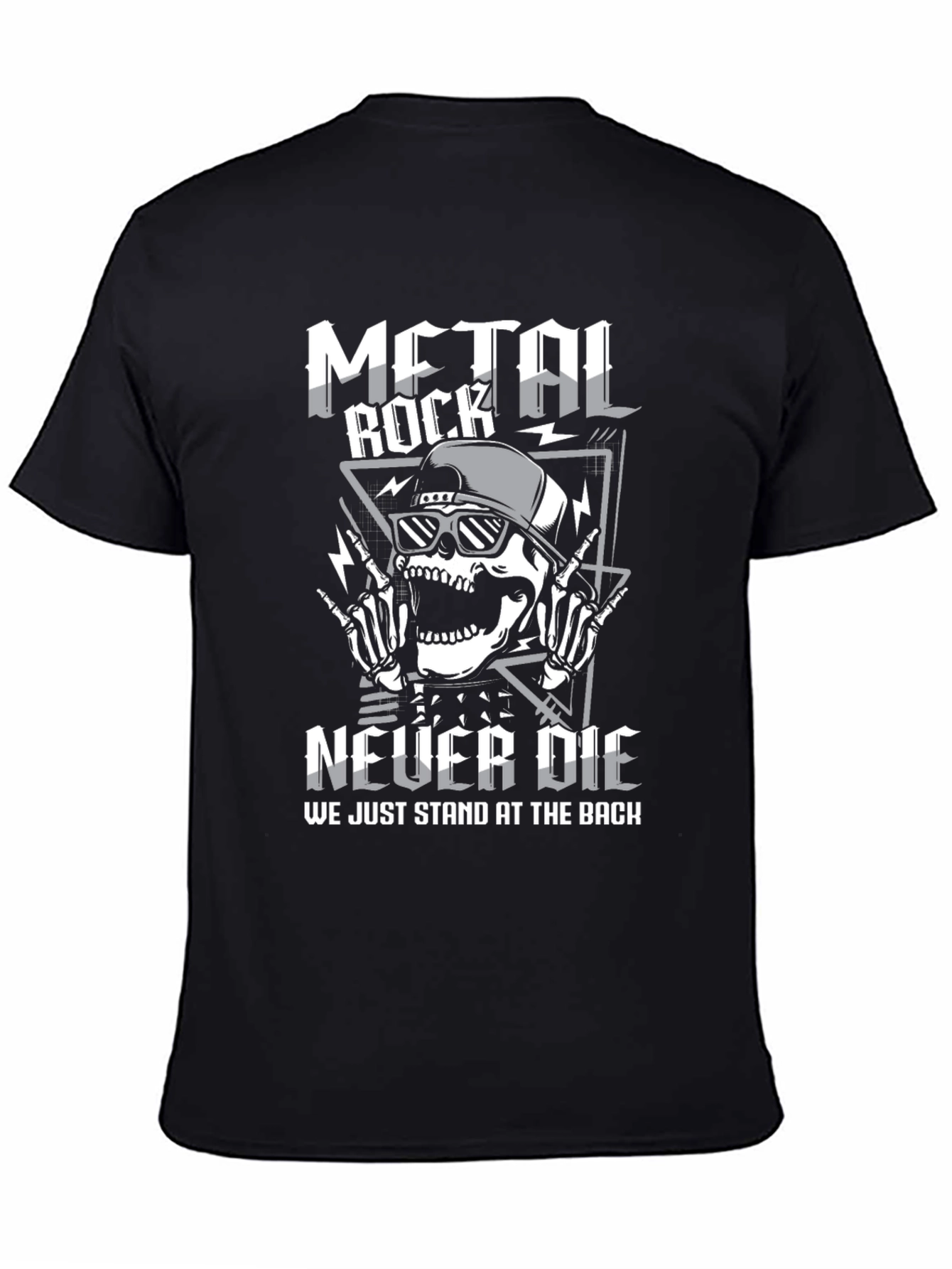 Black Metal Rock Never Die Graphic T-Shirt view 4