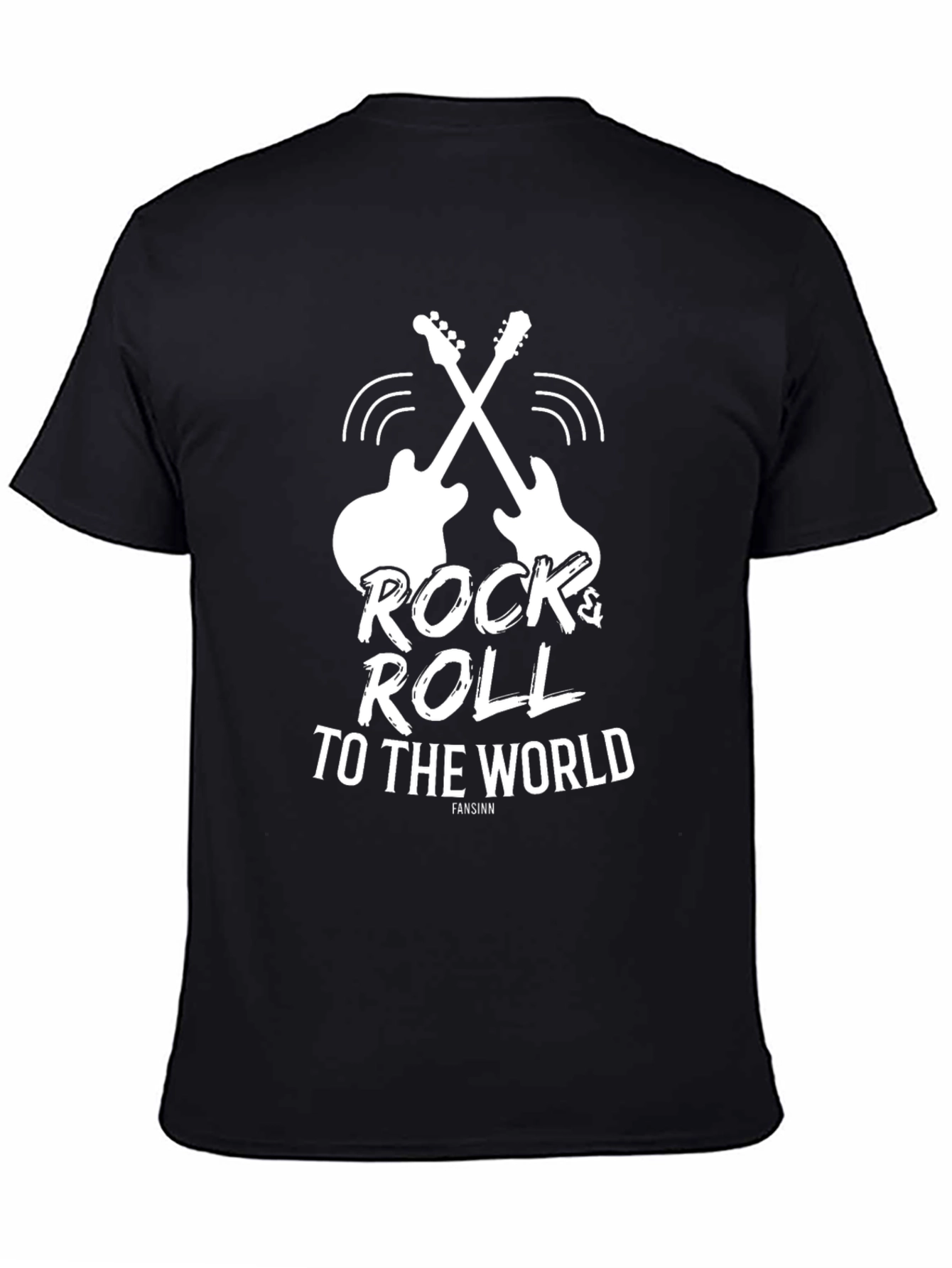 Black Rock and Roll Guitar Graphic T-Shirt view 4