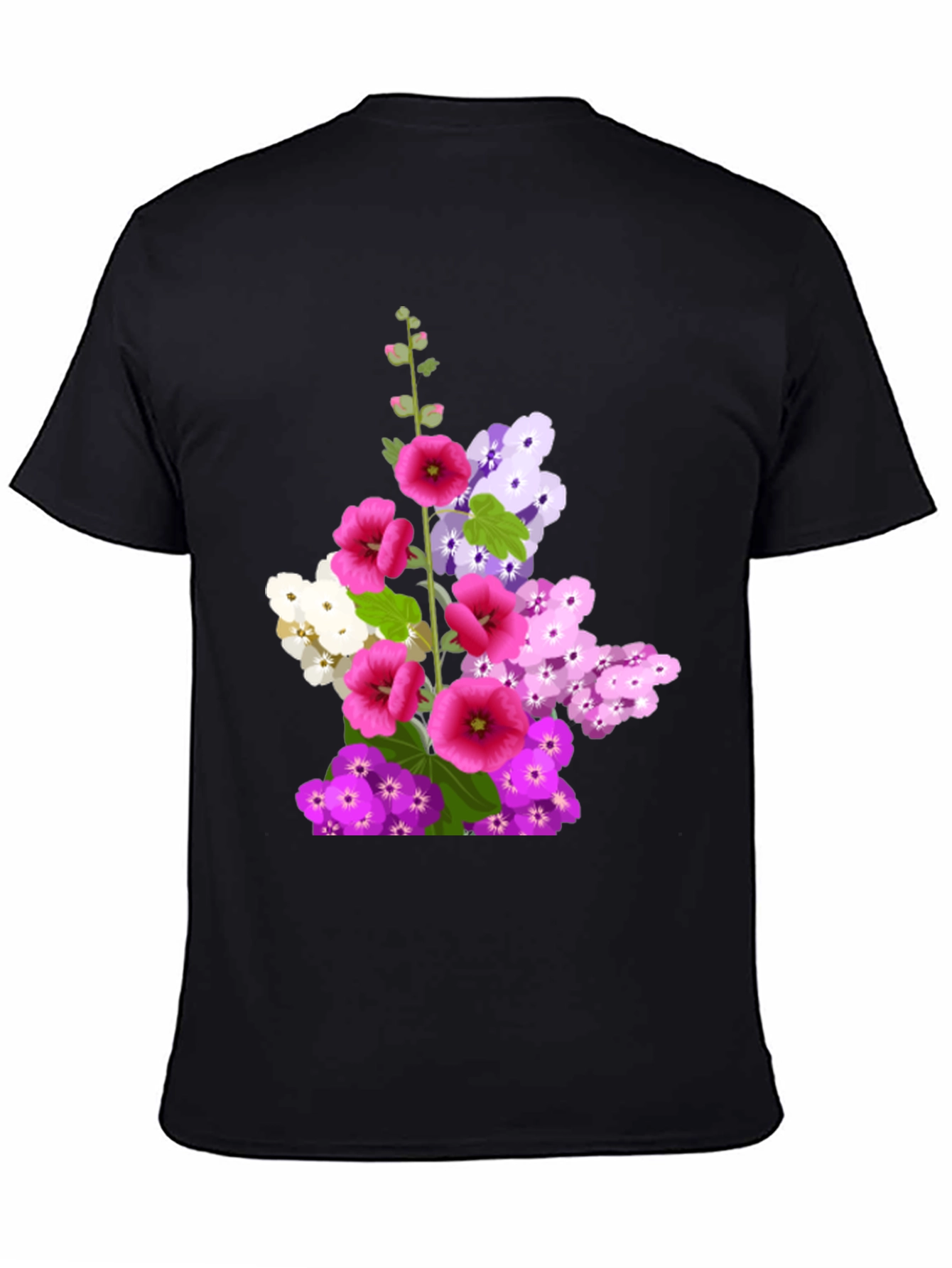 Black Floral Graphic Tee - Black Cotton T-Shirt view 4