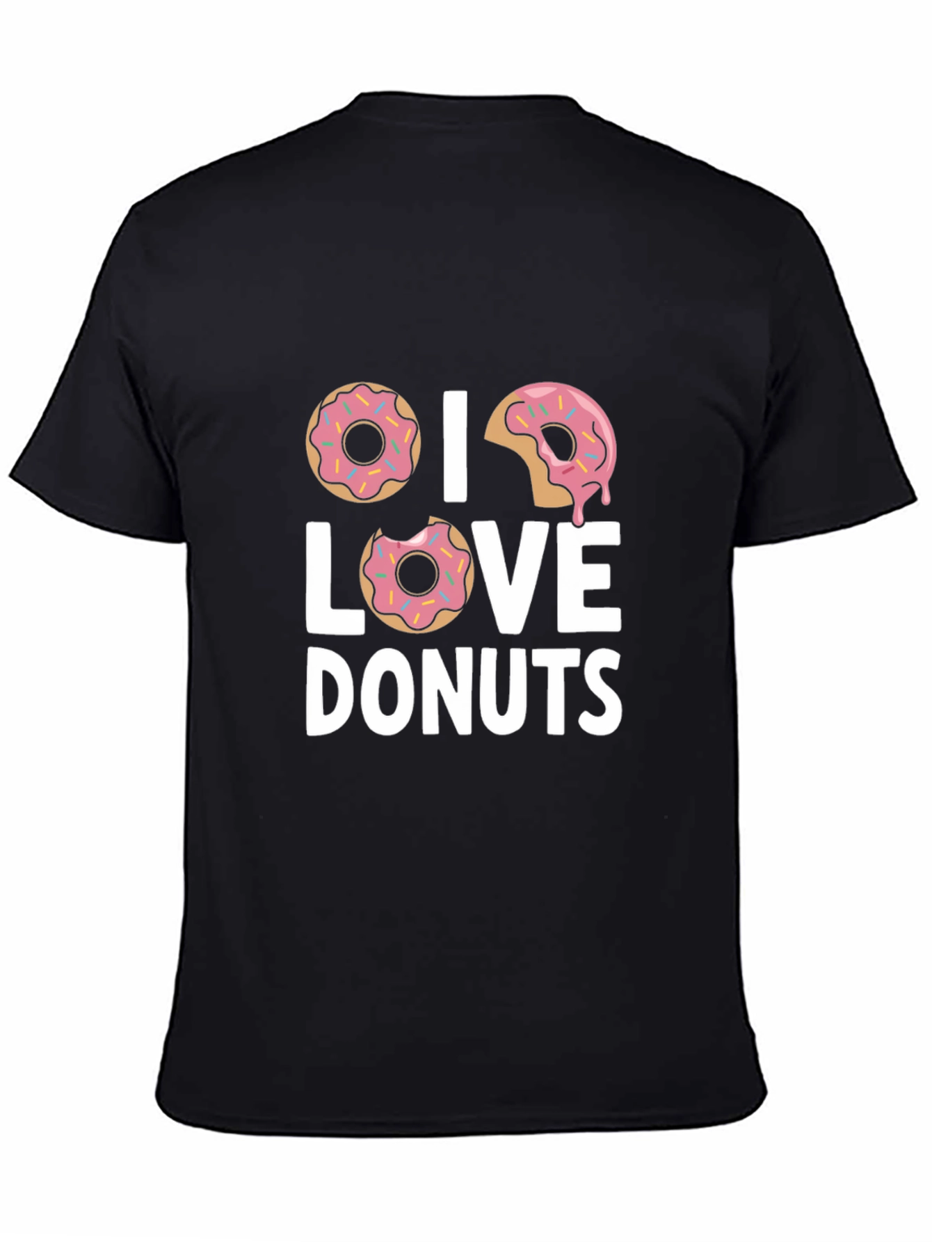 Black I Love Donuts Graphic T-Shirt - Black Cotton Tee view 4