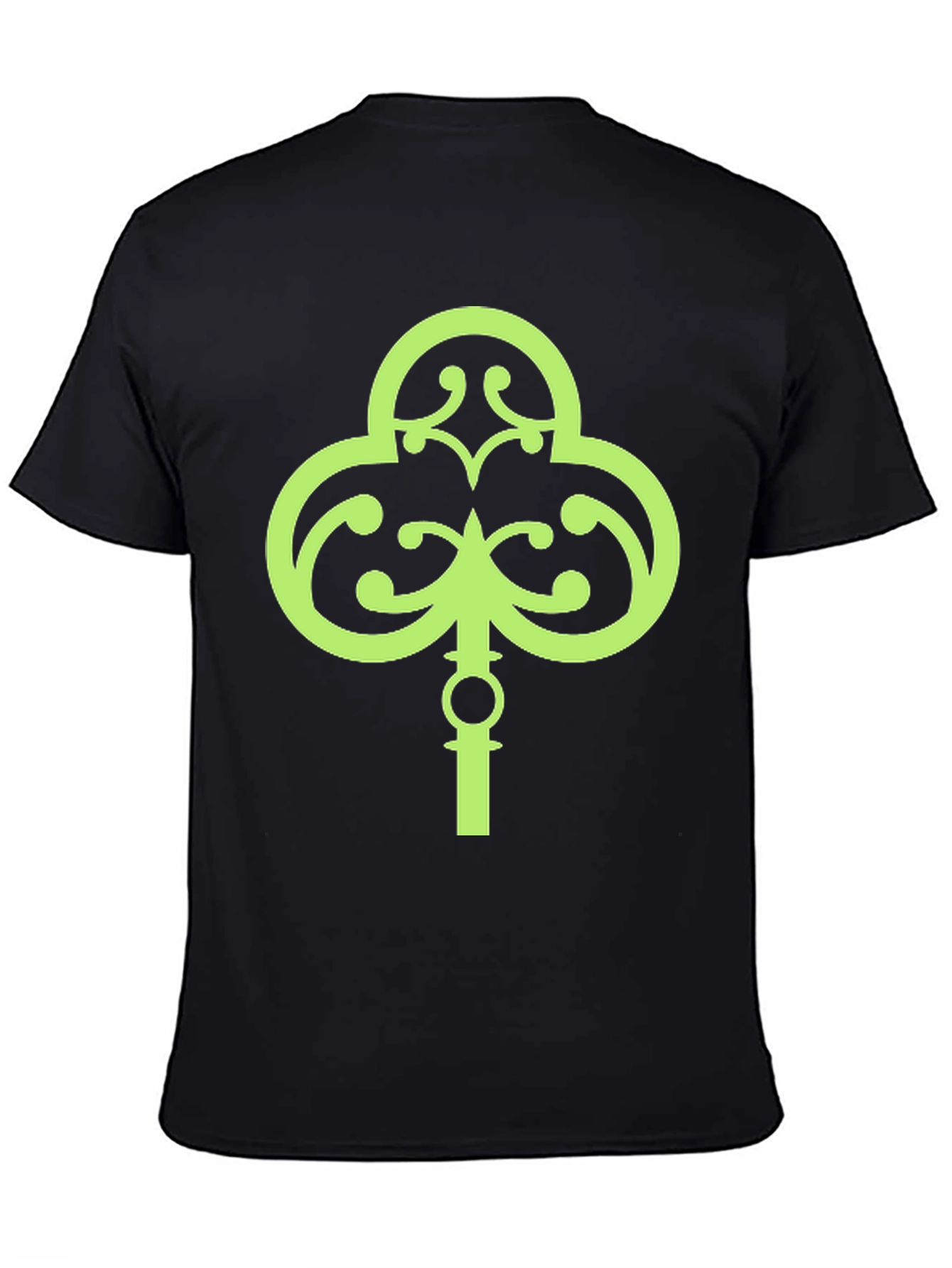 Black Lucky Green Shamrock Key T-Shirt view 4