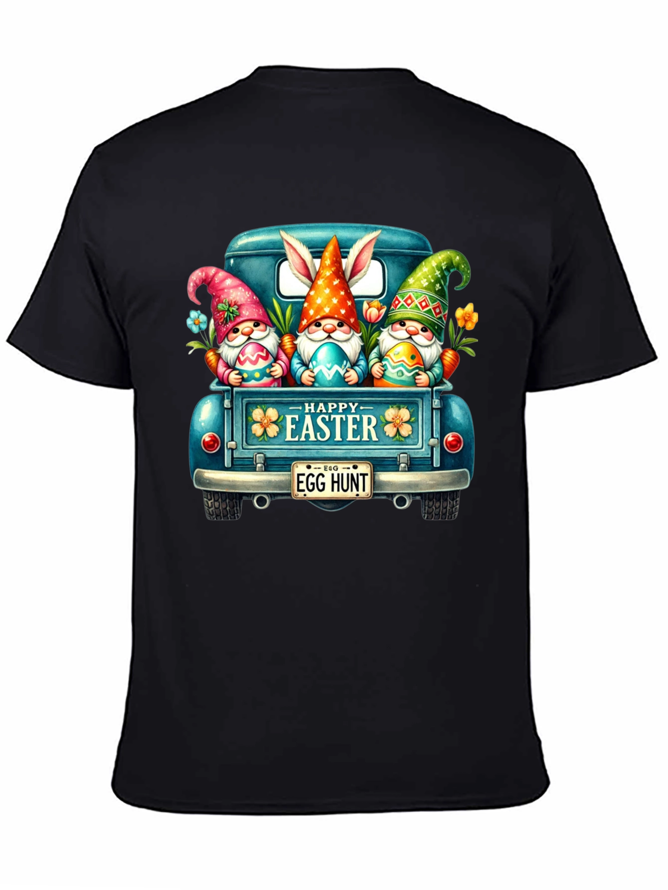 Camiseta Negra con Diseño de Pascua
