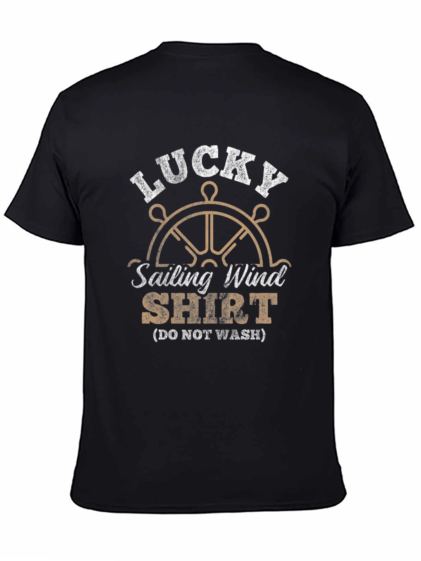 Black Lucky Sailing Wind Shirt - Novelty Graphic Tee view 4