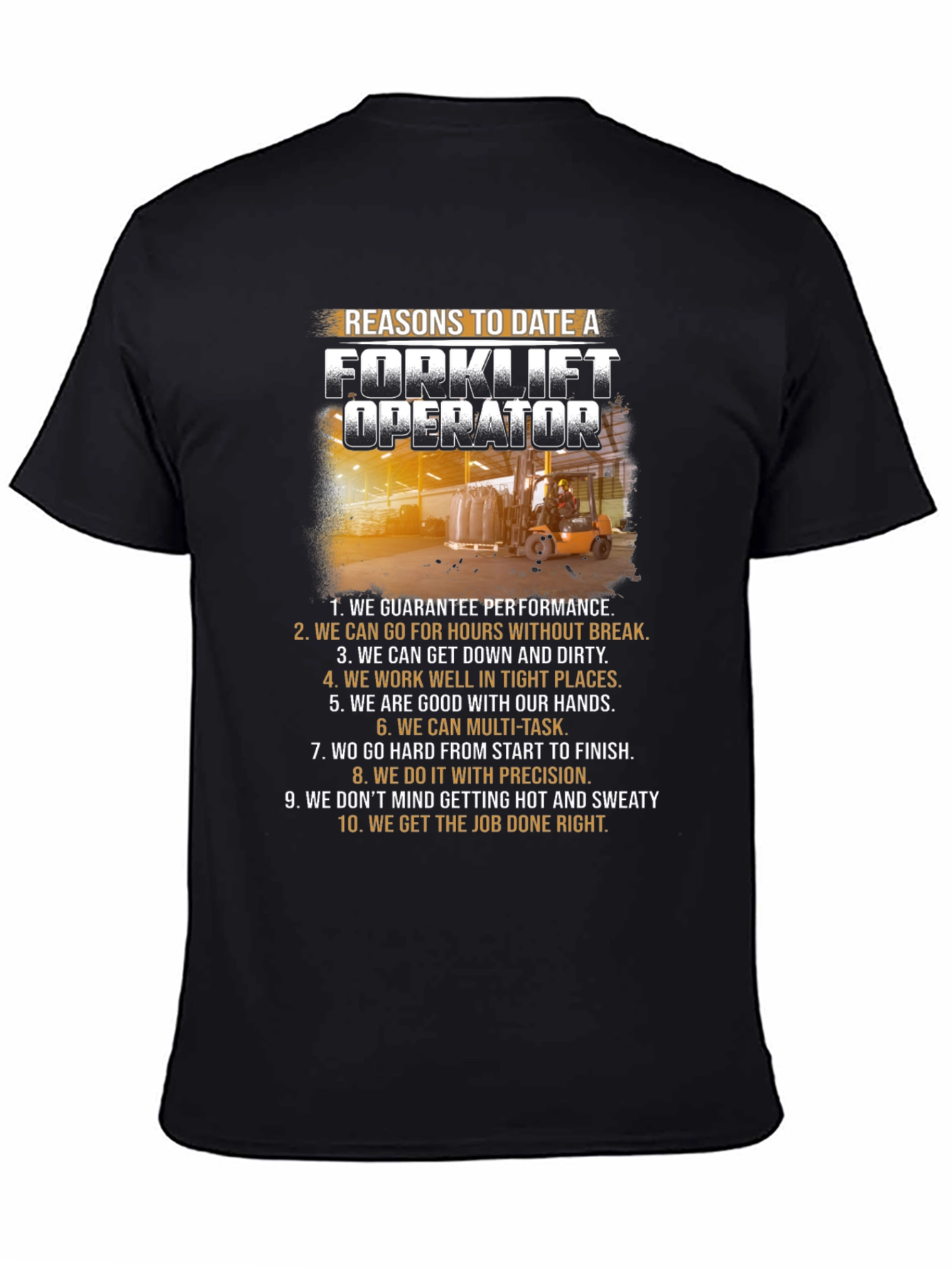 Black Reasons to Date a Forklift Operator T-Shirt view 4