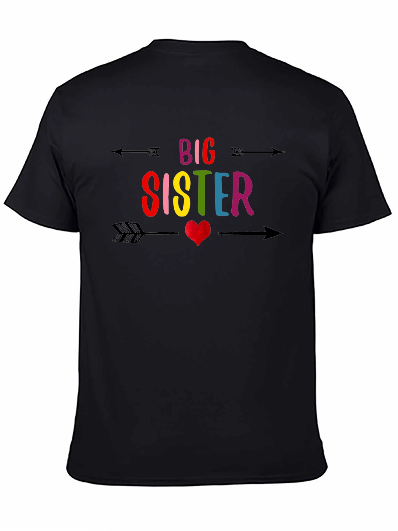 Black Big Sister Arrow Heart Tee view 4