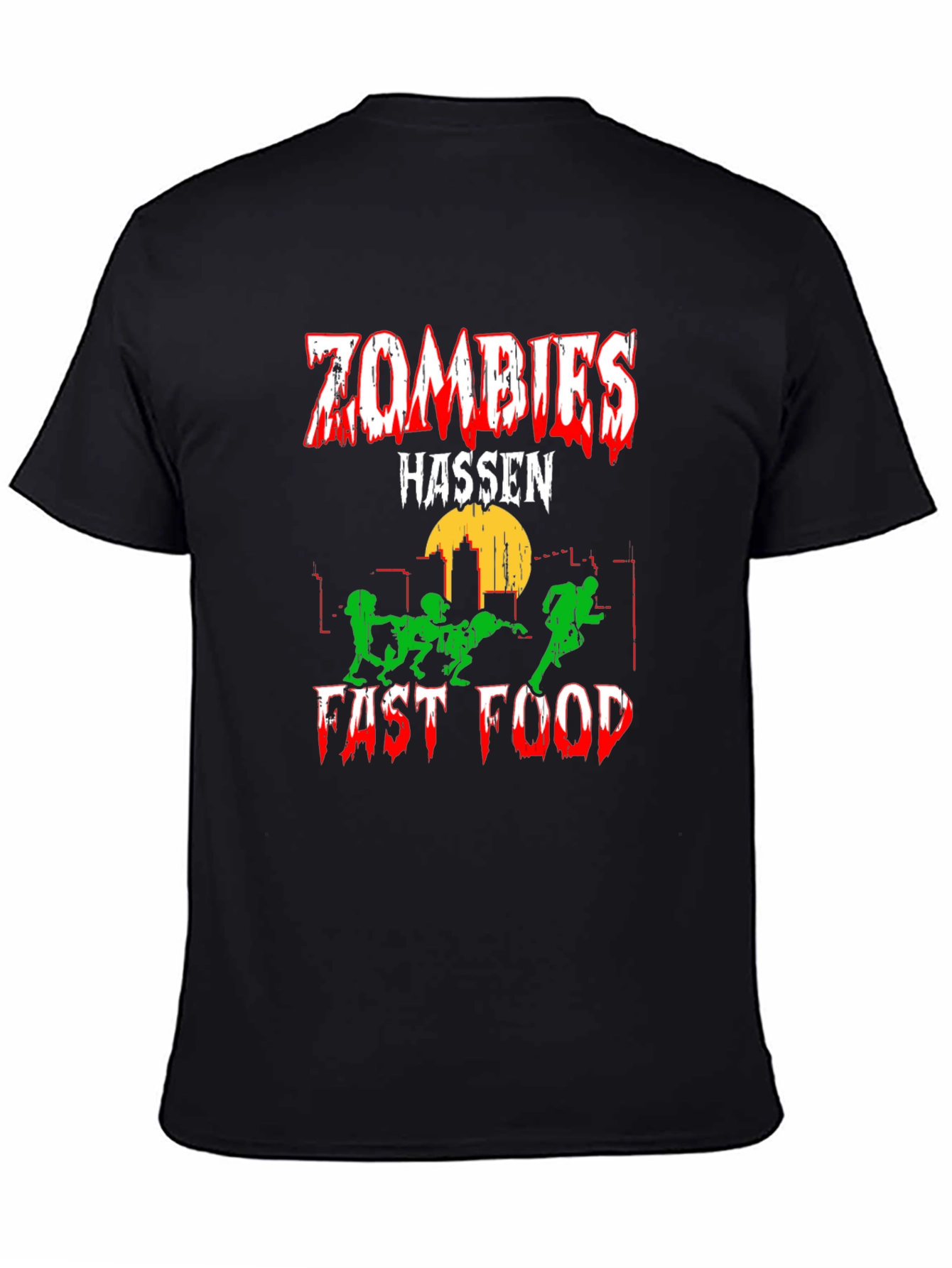 Black Zombies Hassen Fast Food Black T-Shirt view 4