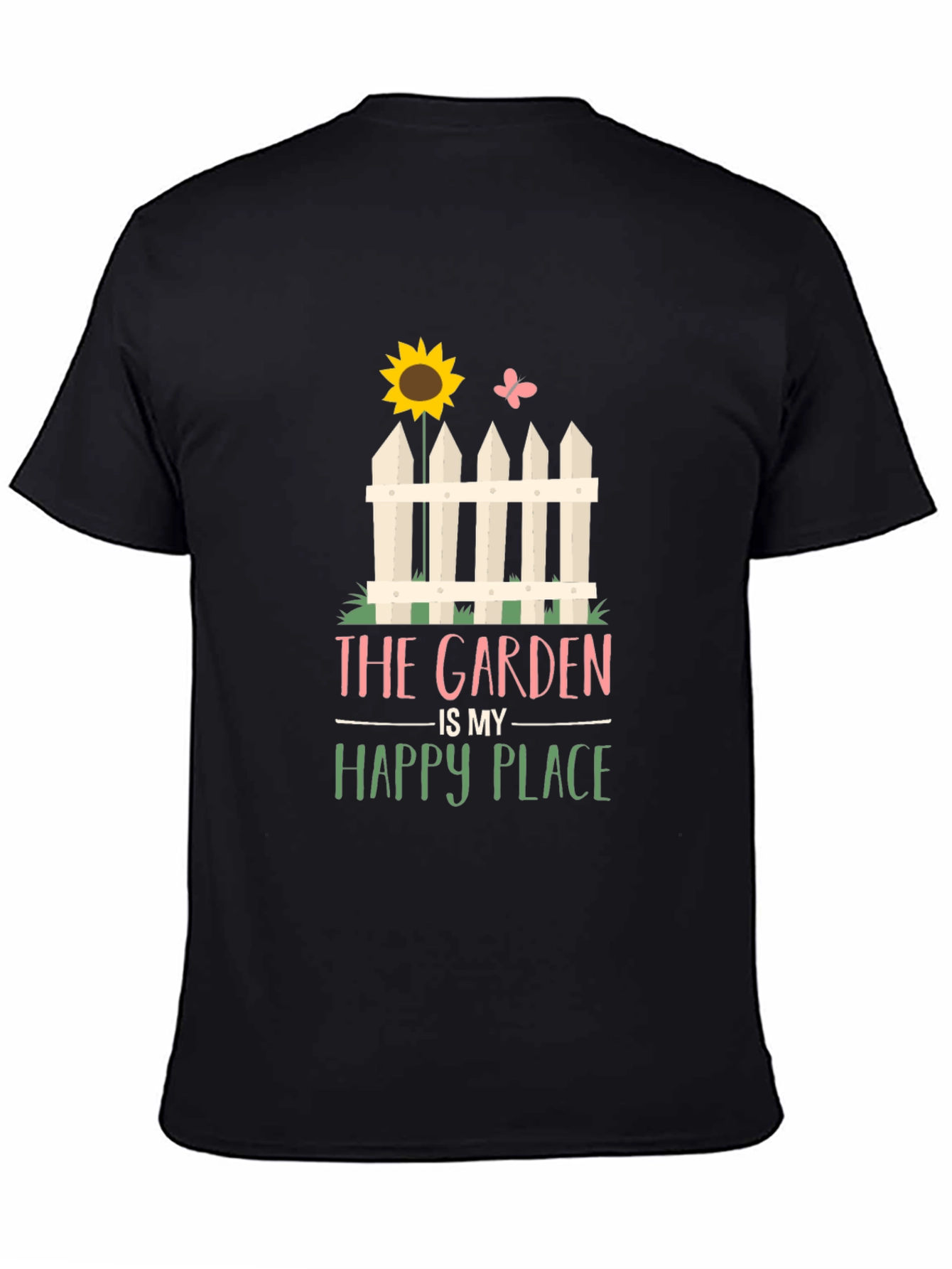 Black The Garden is My Happy Place T-Shirt - Gardening Tee view 4