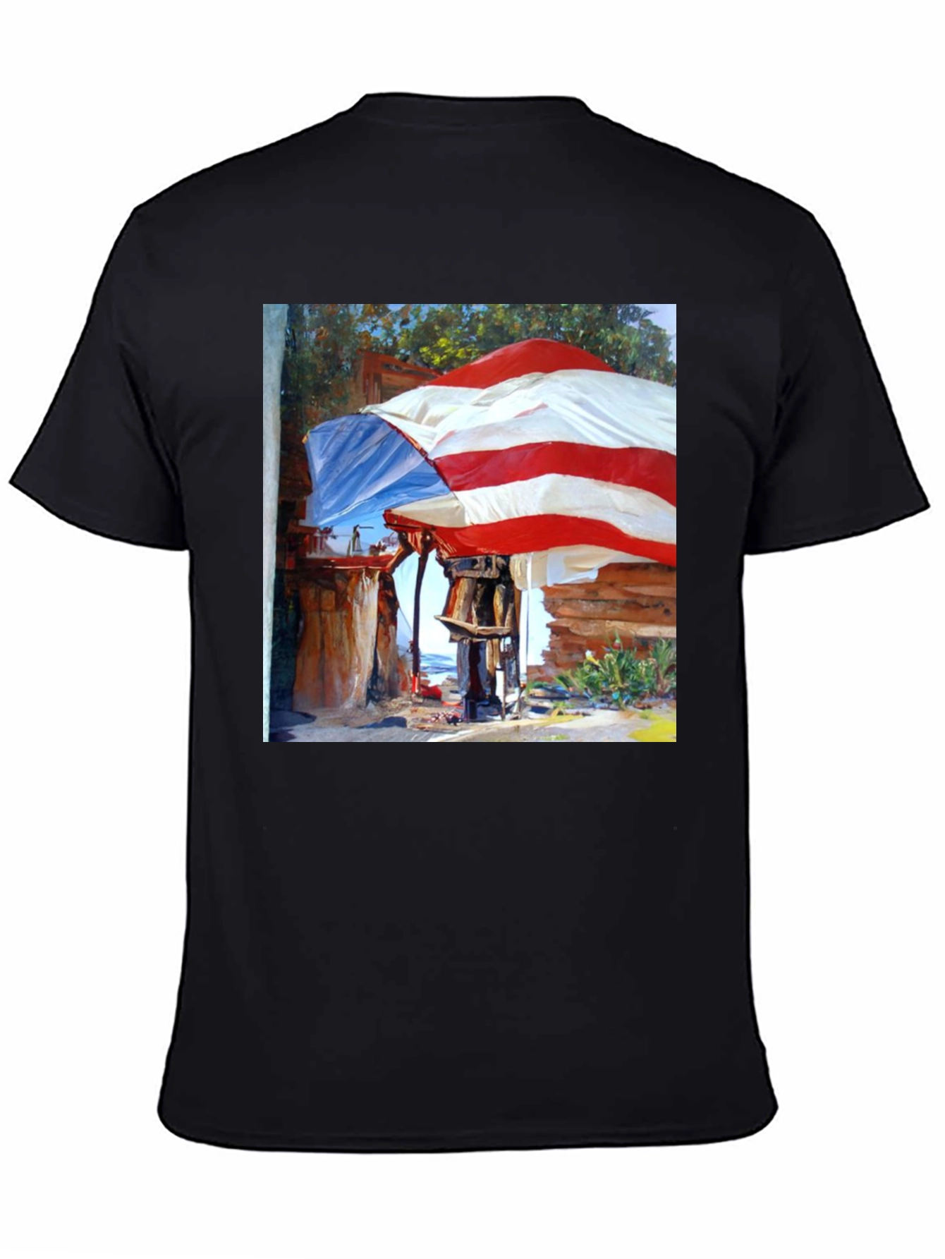 Black Unique Art Print Black T-Shirt view 4