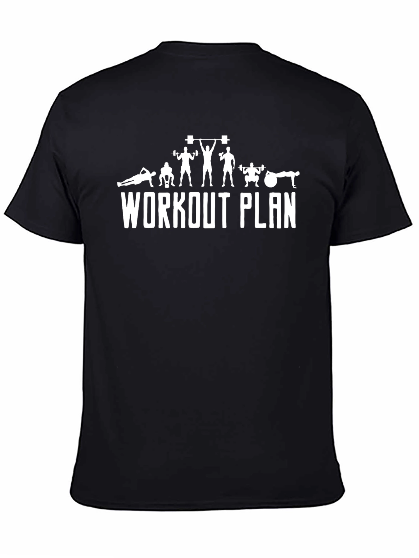 Workout Plan Graphic Tee - Black Cotton T-Shirt - 4